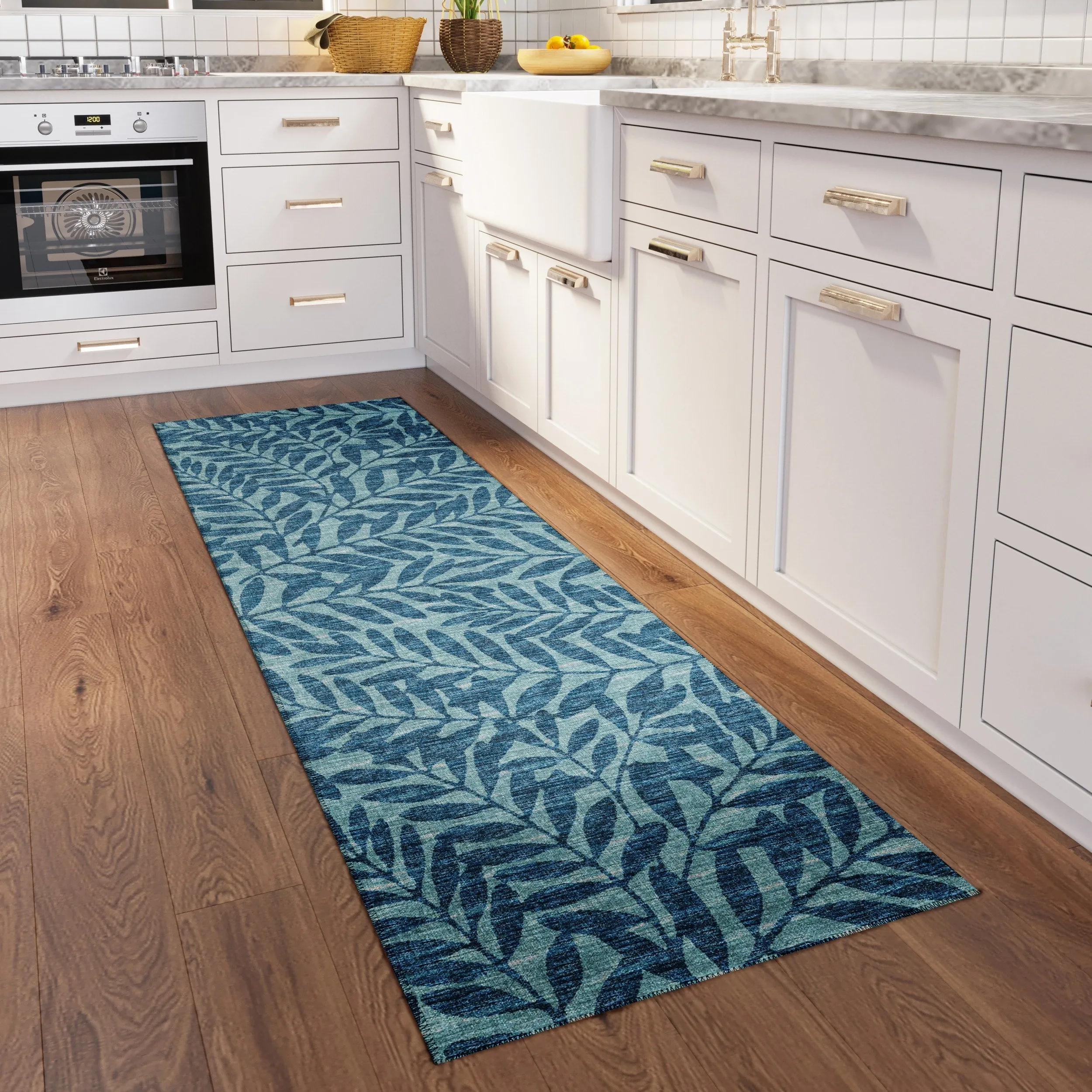 Indoor/ Outdoor Addison Yuma Foliage Motif Washable Area Rug