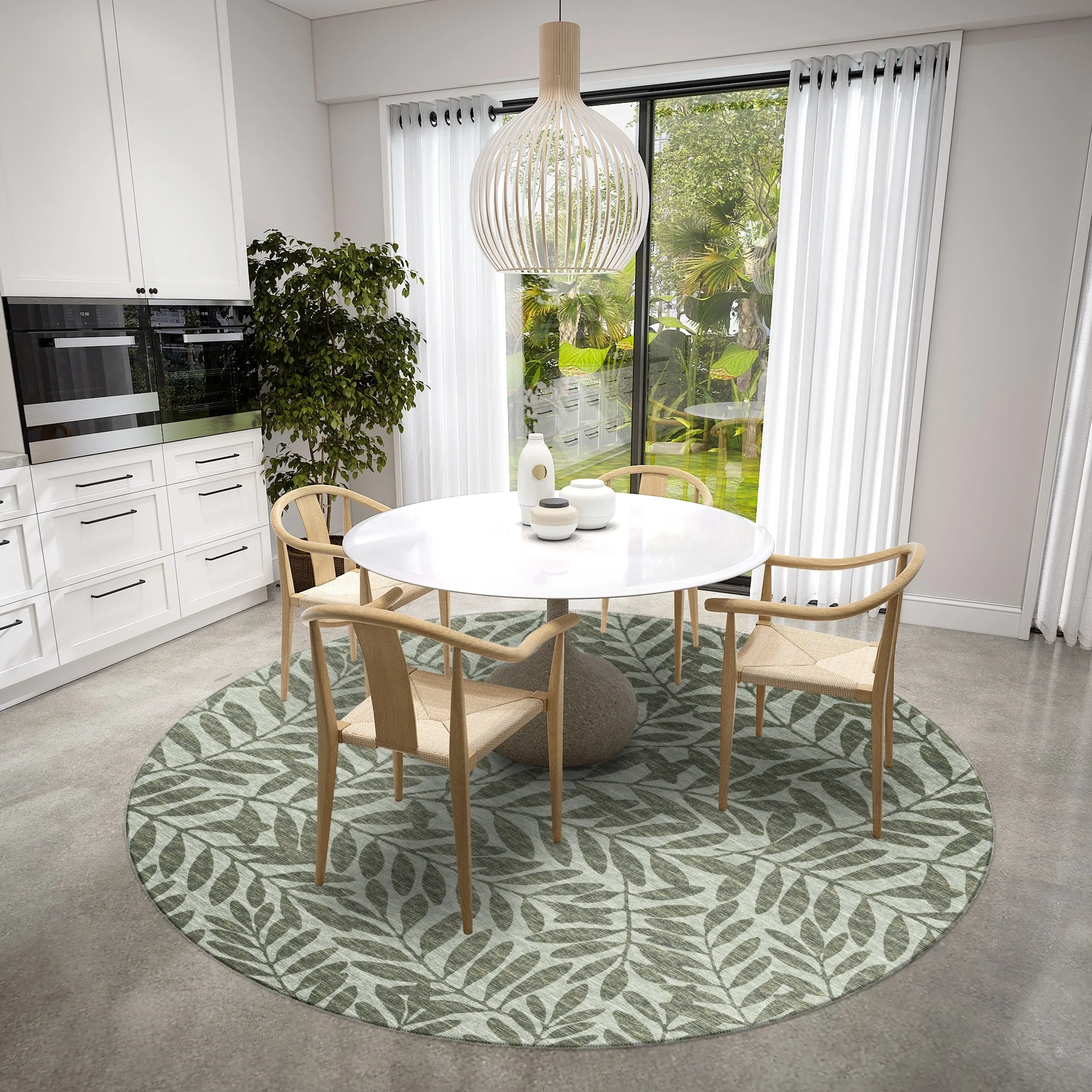 Indoor/ Outdoor Addison Yuma Foliage Motif Washable Area Rug