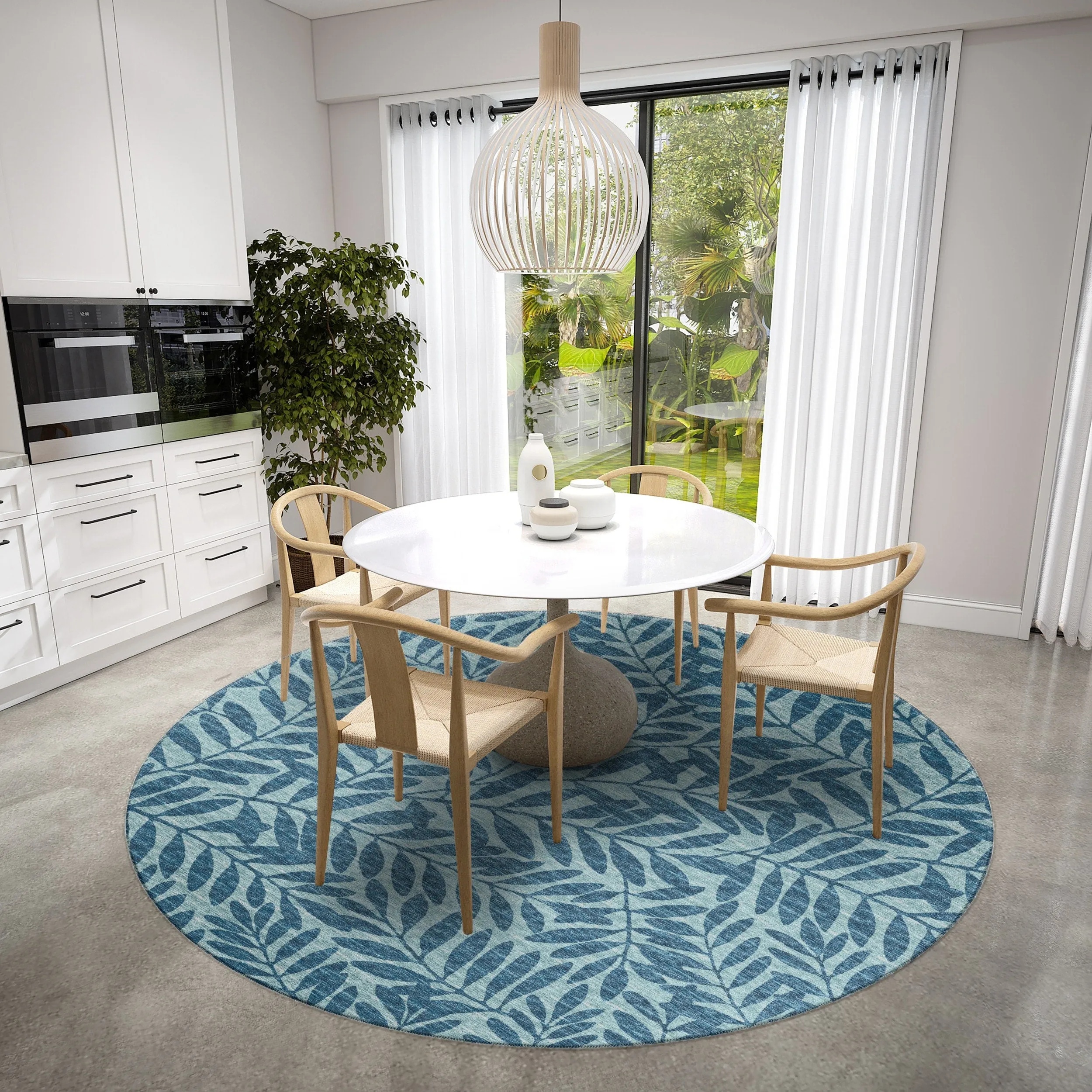 Indoor/ Outdoor Addison Yuma Foliage Motif Washable Area Rug