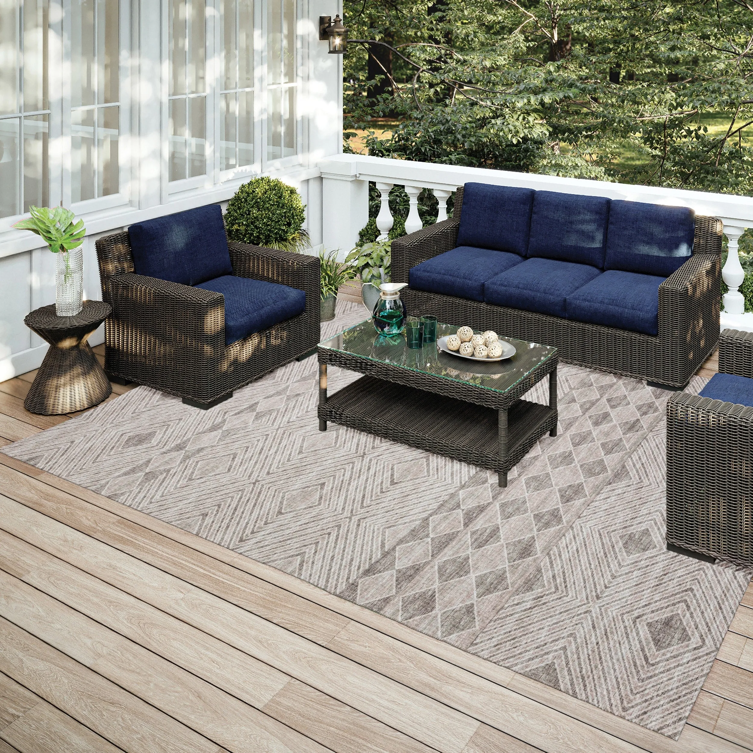 Indoor/ Outdoor Addison Yuma Geometric Southwest Washable Rug