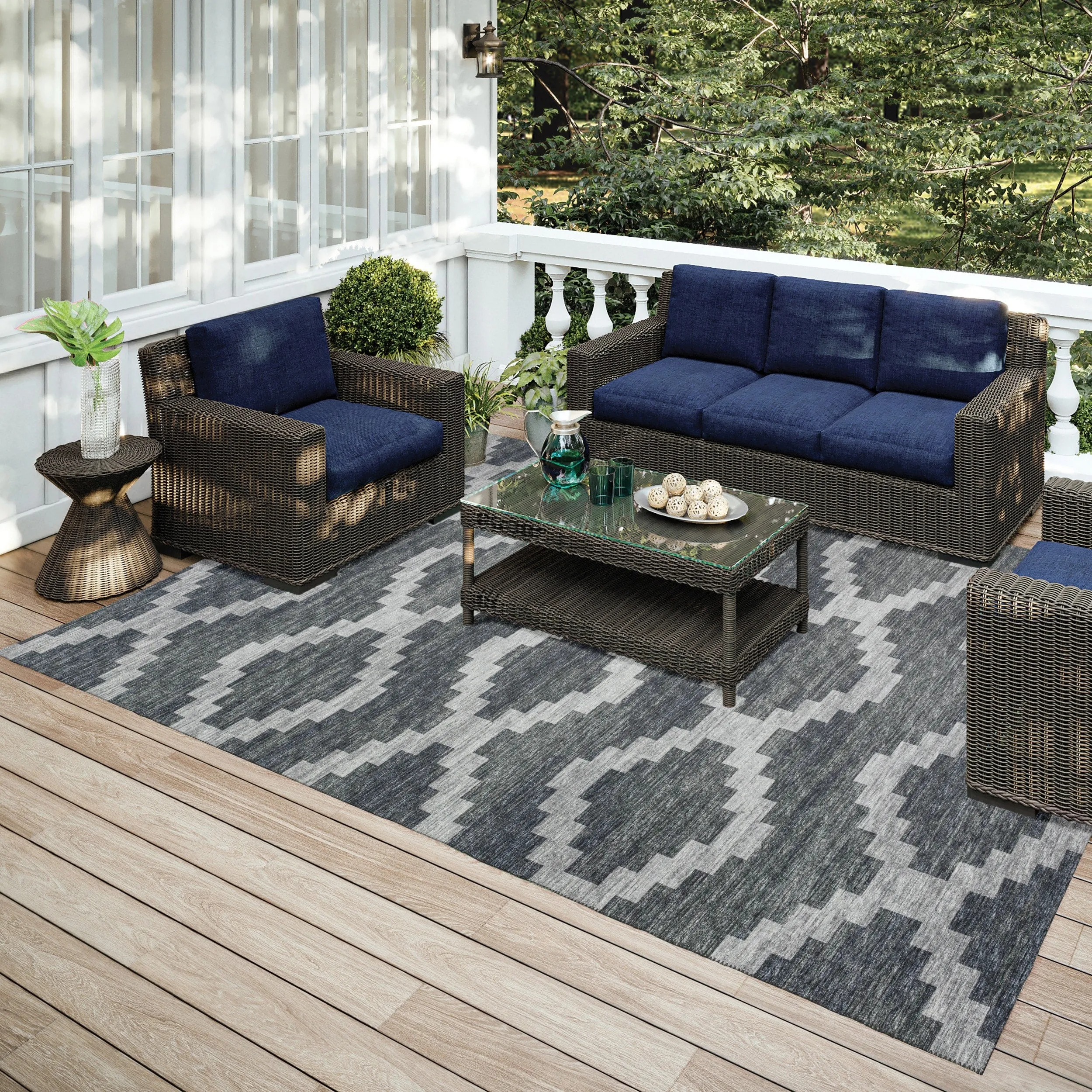 Indoor/ Outdoor Addison Yuma Southwest Chevron Washable Area Rug