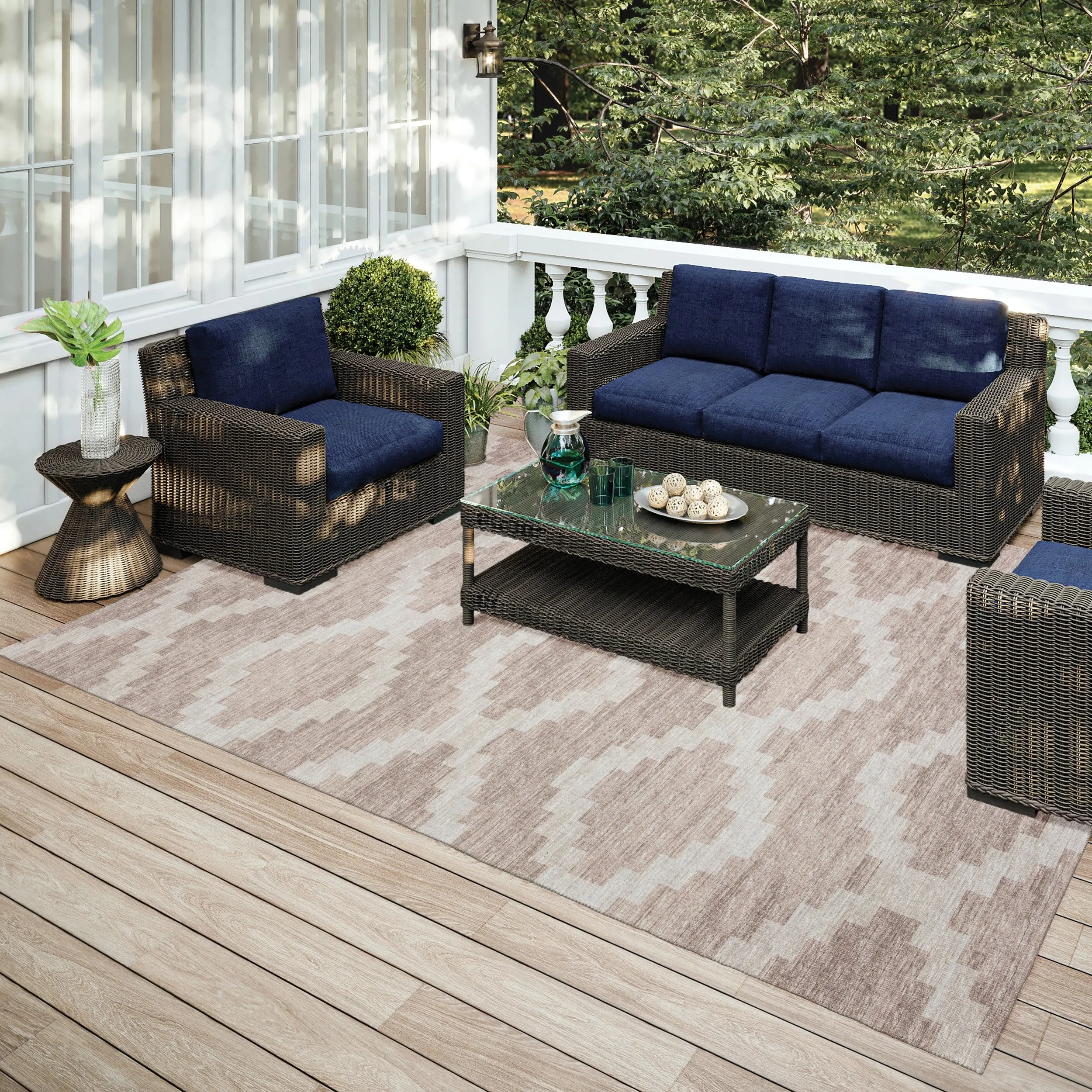 Indoor/ Outdoor Addison Yuma Southwest Chevron Washable Area Rug