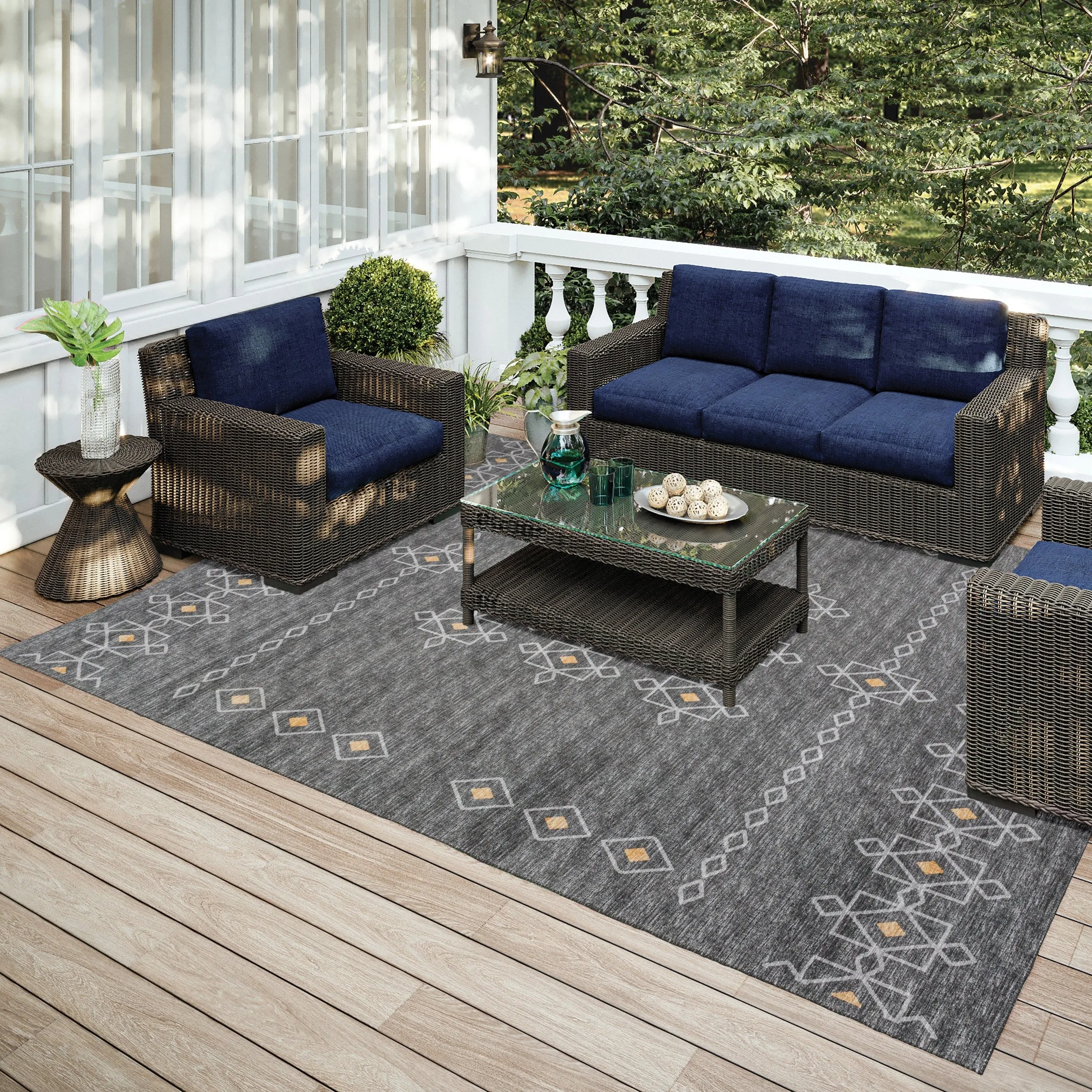 Indoor/ Outdoor Addison Yuma Southwest Motif Washable Area Rug
