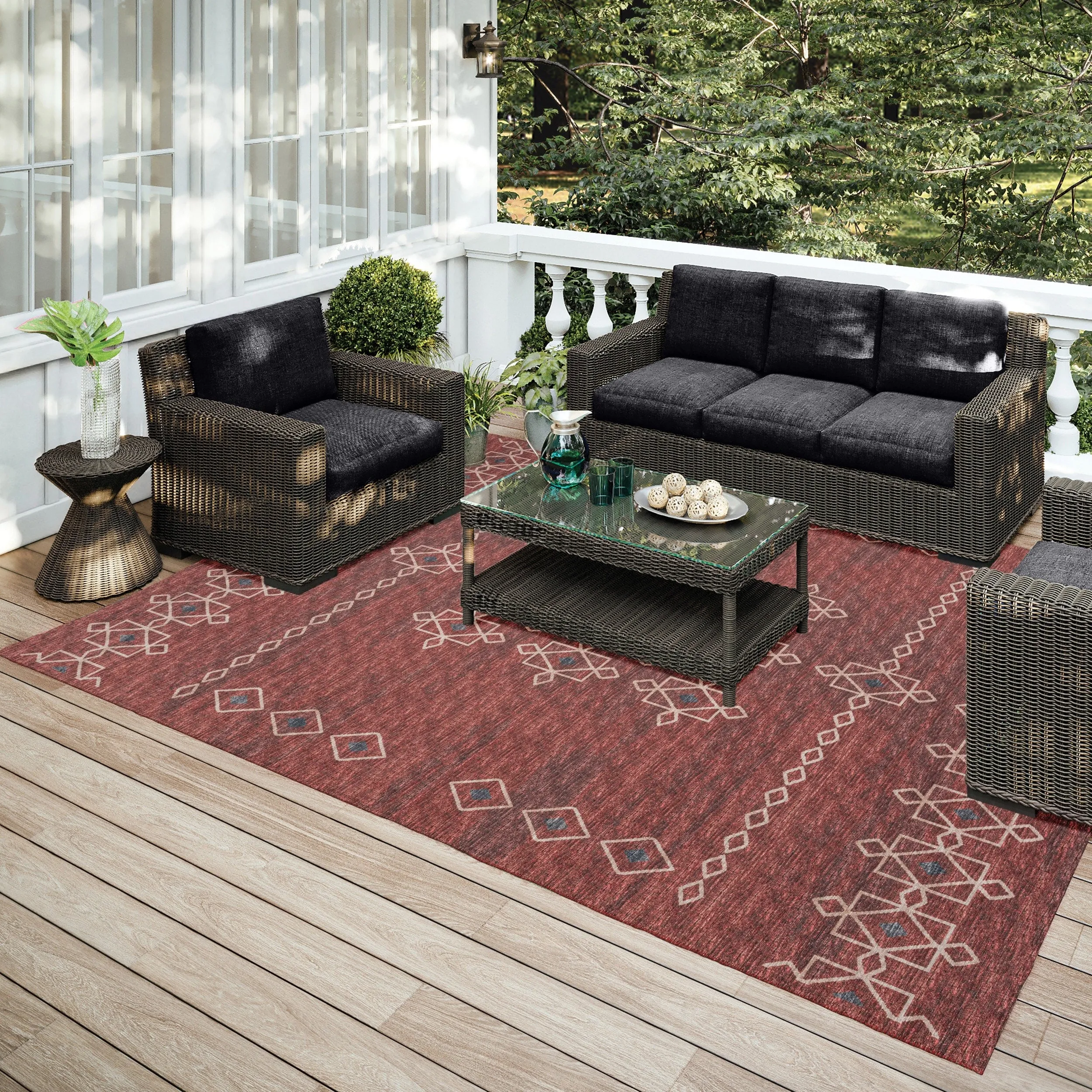 Indoor/ Outdoor Addison Yuma Southwest Motif Washable Area Rug