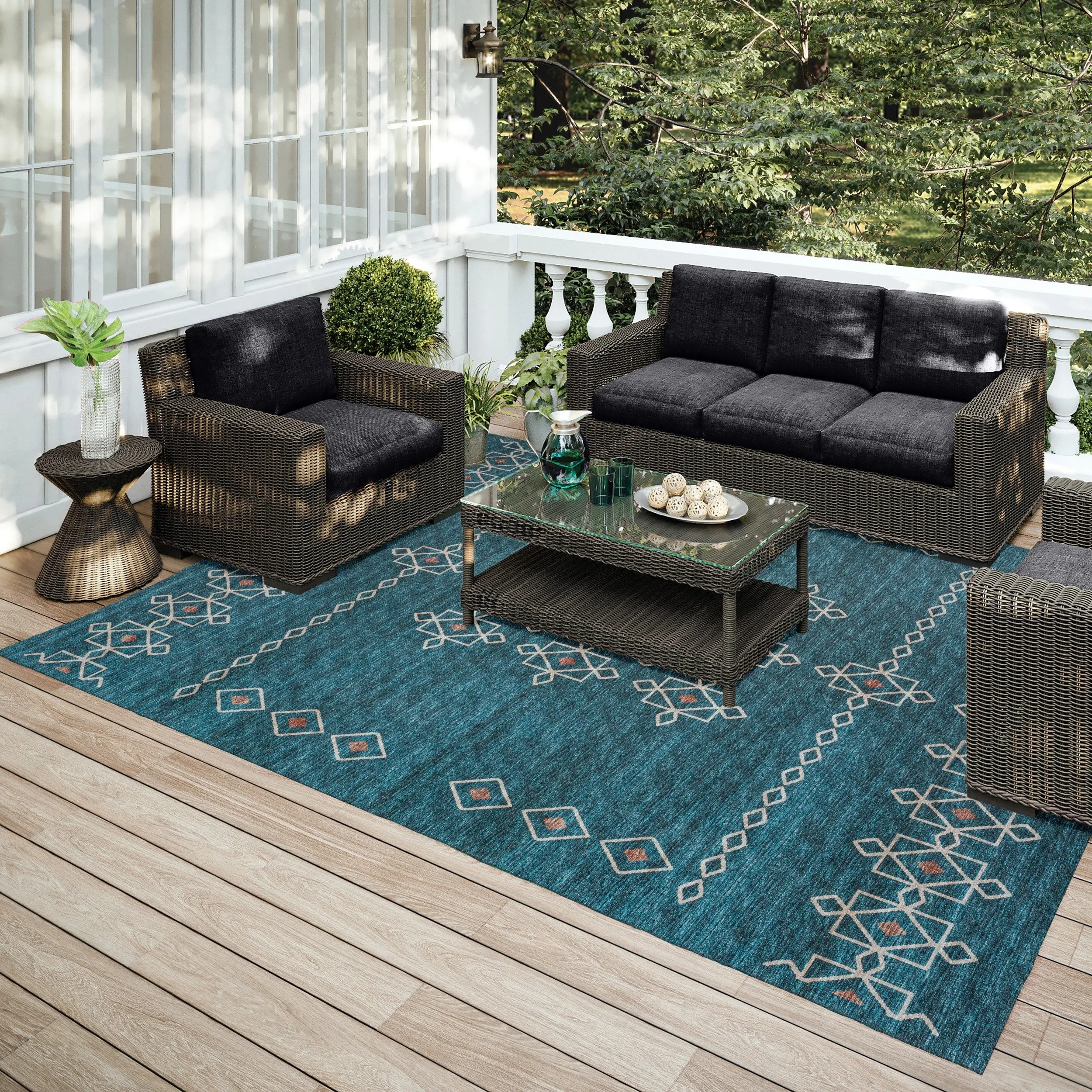 Indoor/ Outdoor Addison Yuma Southwest Motif Washable Area Rug