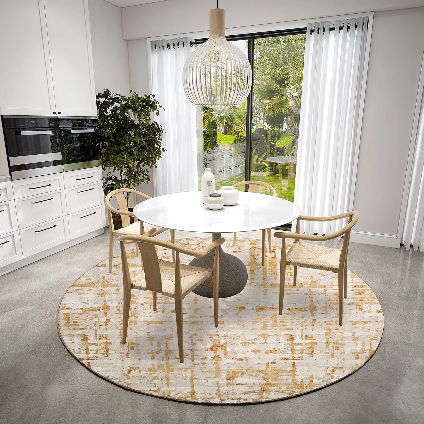 Indoor/ Outdoor Bravado Abstract Crosshatch Caramel Washable Area Rug