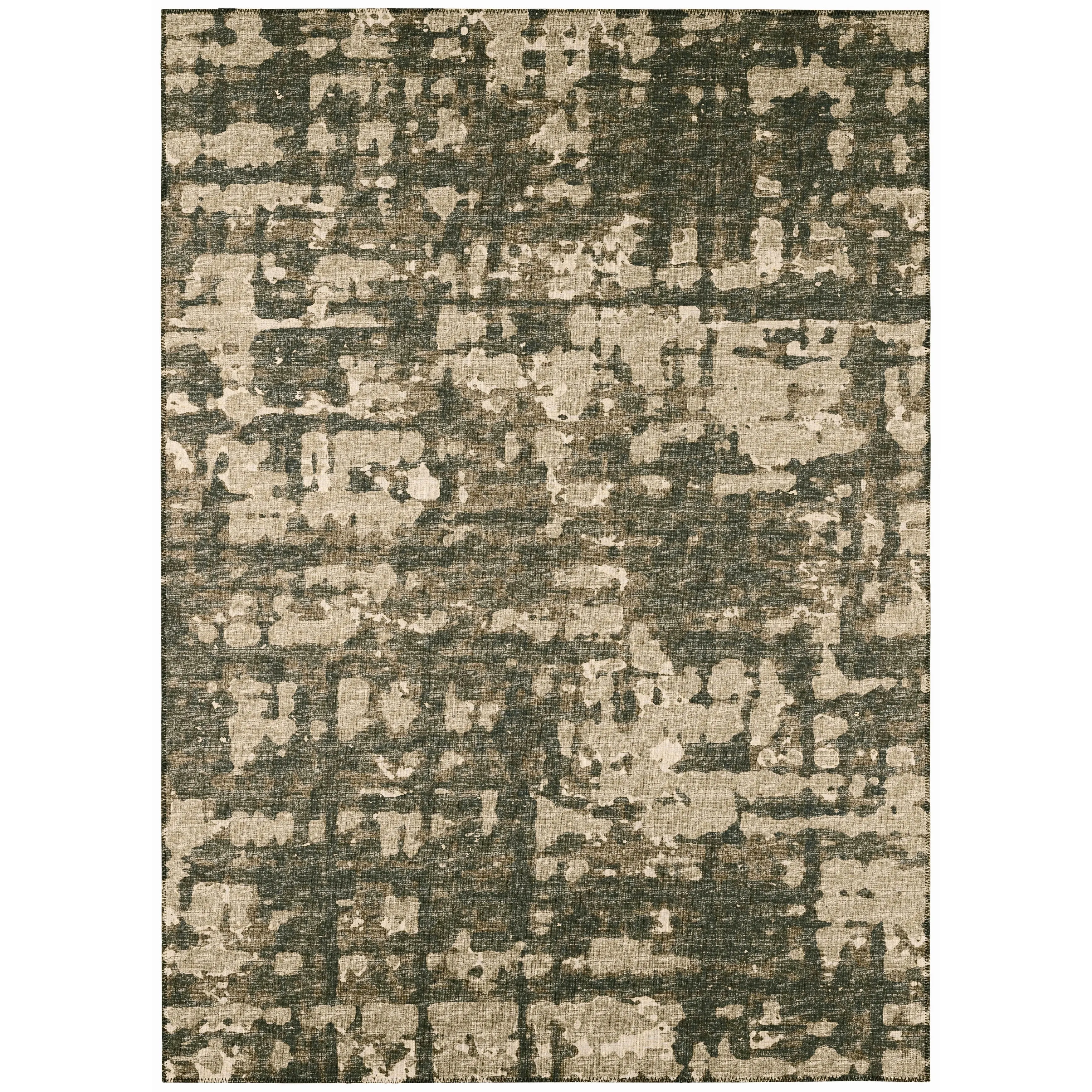Indoor/ Outdoor Bravado Abstract Crosshatch Caramel Washable Area Rug