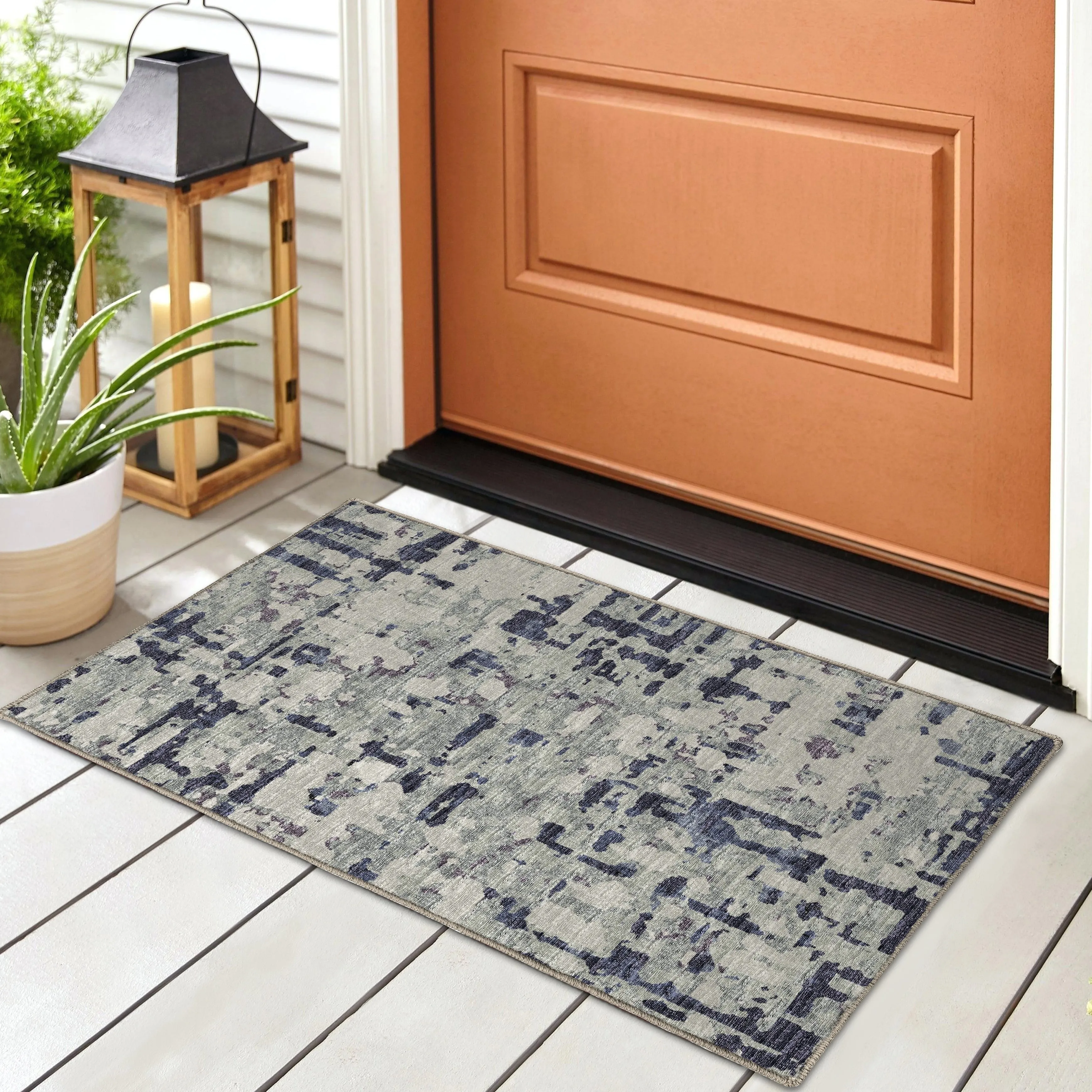 Indoor/ Outdoor Bravado Abstract Crosshatch Caramel Washable Area Rug
