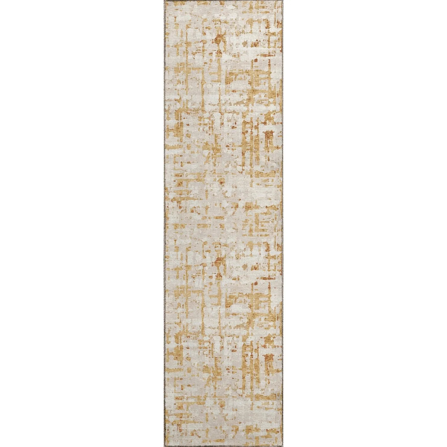 Indoor/ Outdoor Bravado Abstract Crosshatch Caramel Washable Area Rug