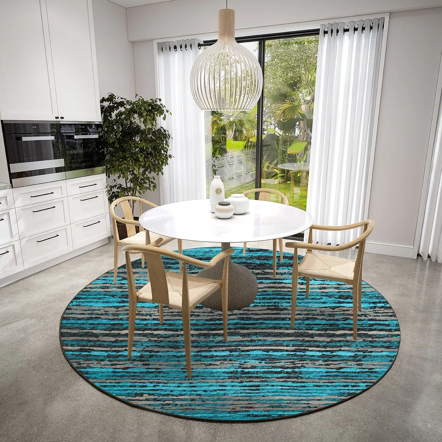 Indoor/ Outdoor Bravado Abstract Striped Baja Washable Area Rug