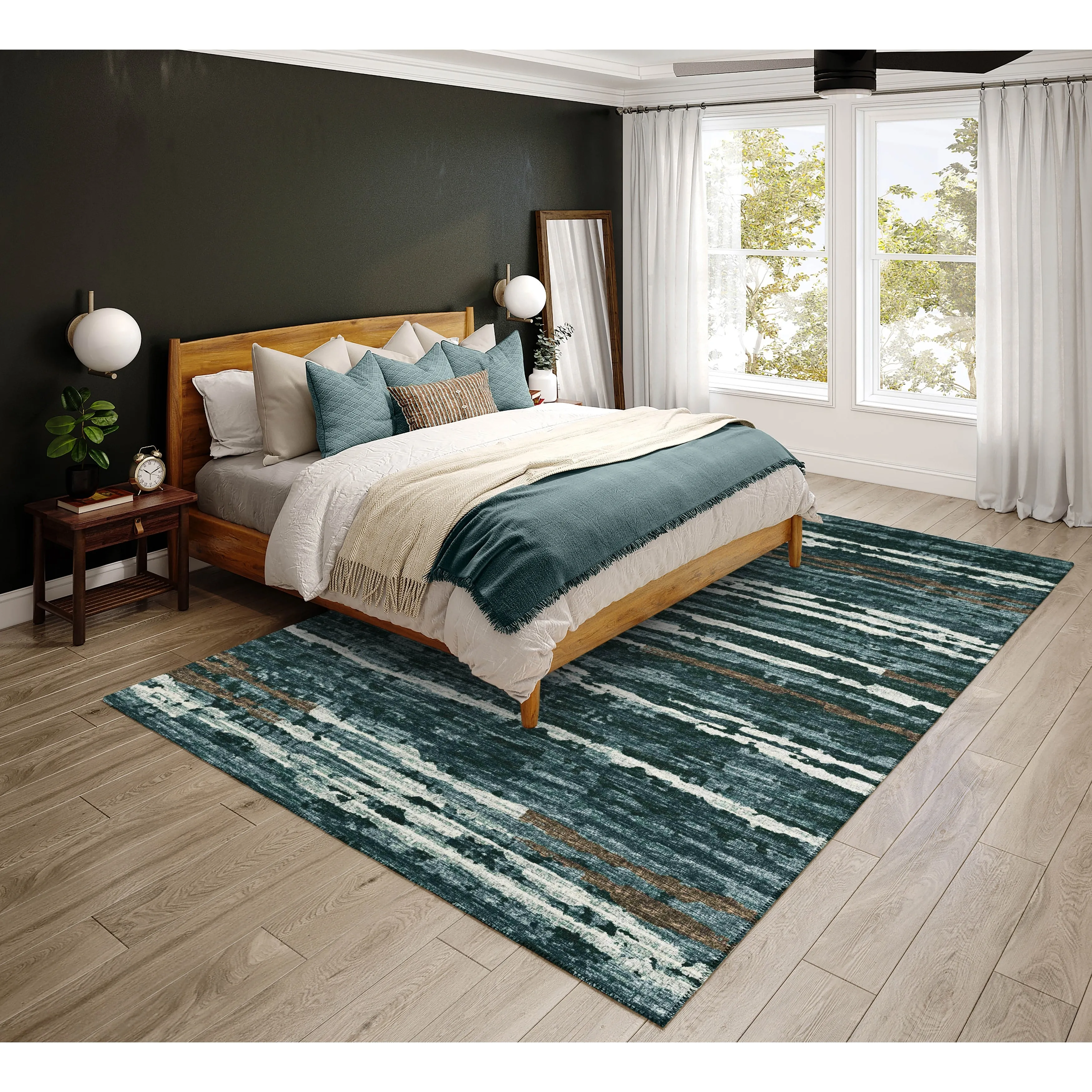 Indoor/ Outdoor Bravado Abstract Striped Baja Washable Area Rug