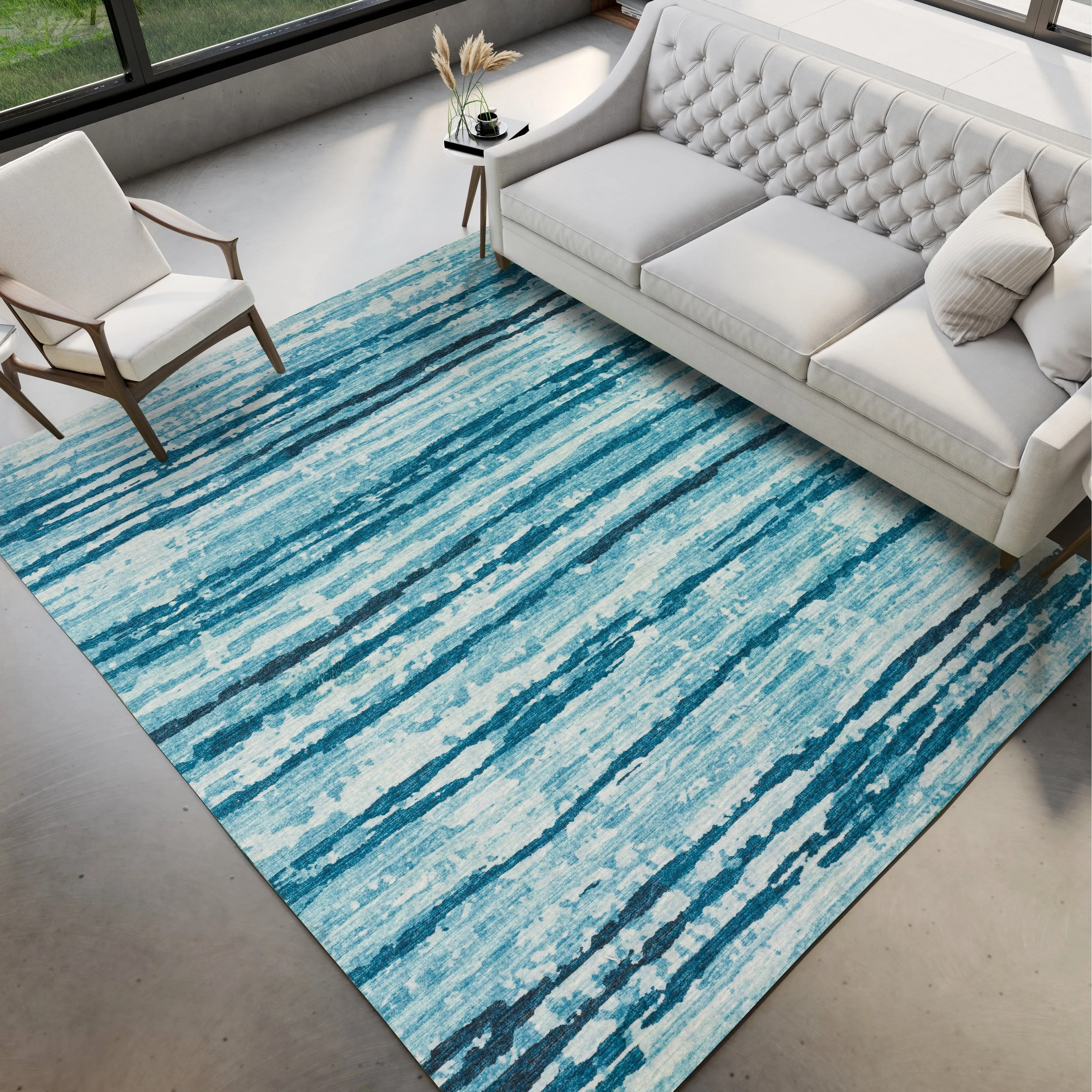 Indoor/ Outdoor Bravado Abstract Striped Baja Washable Area Rug