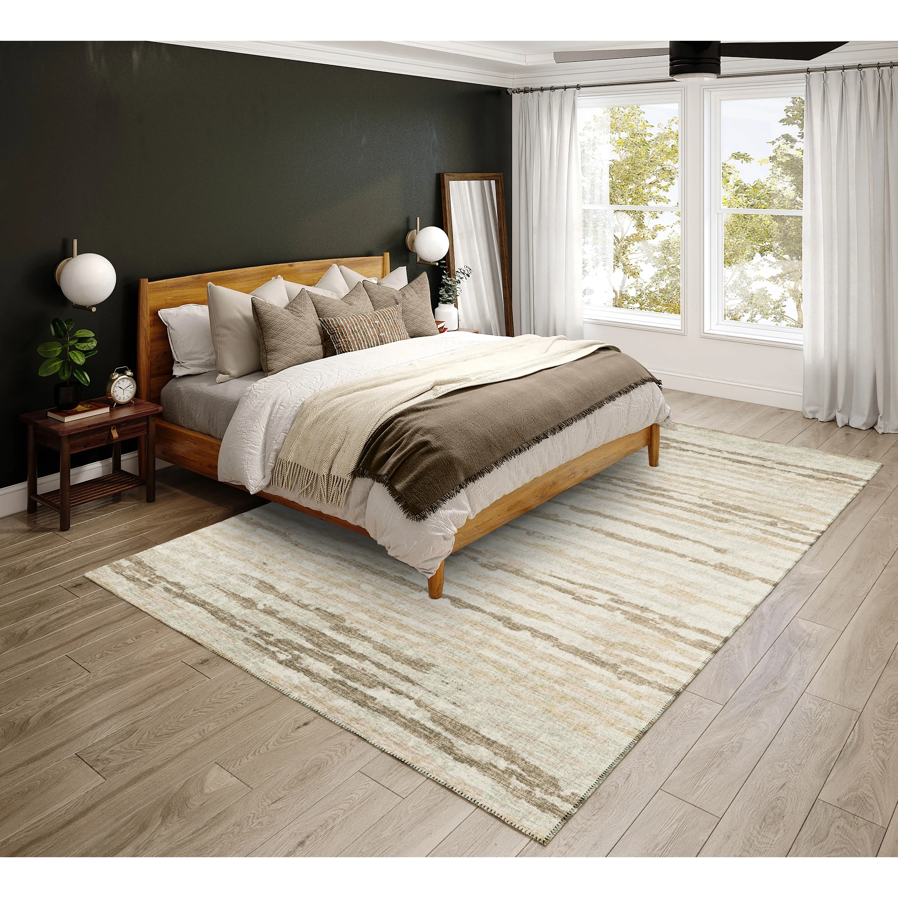 Indoor/ Outdoor Bravado Abstract Striped Baja Washable Area Rug