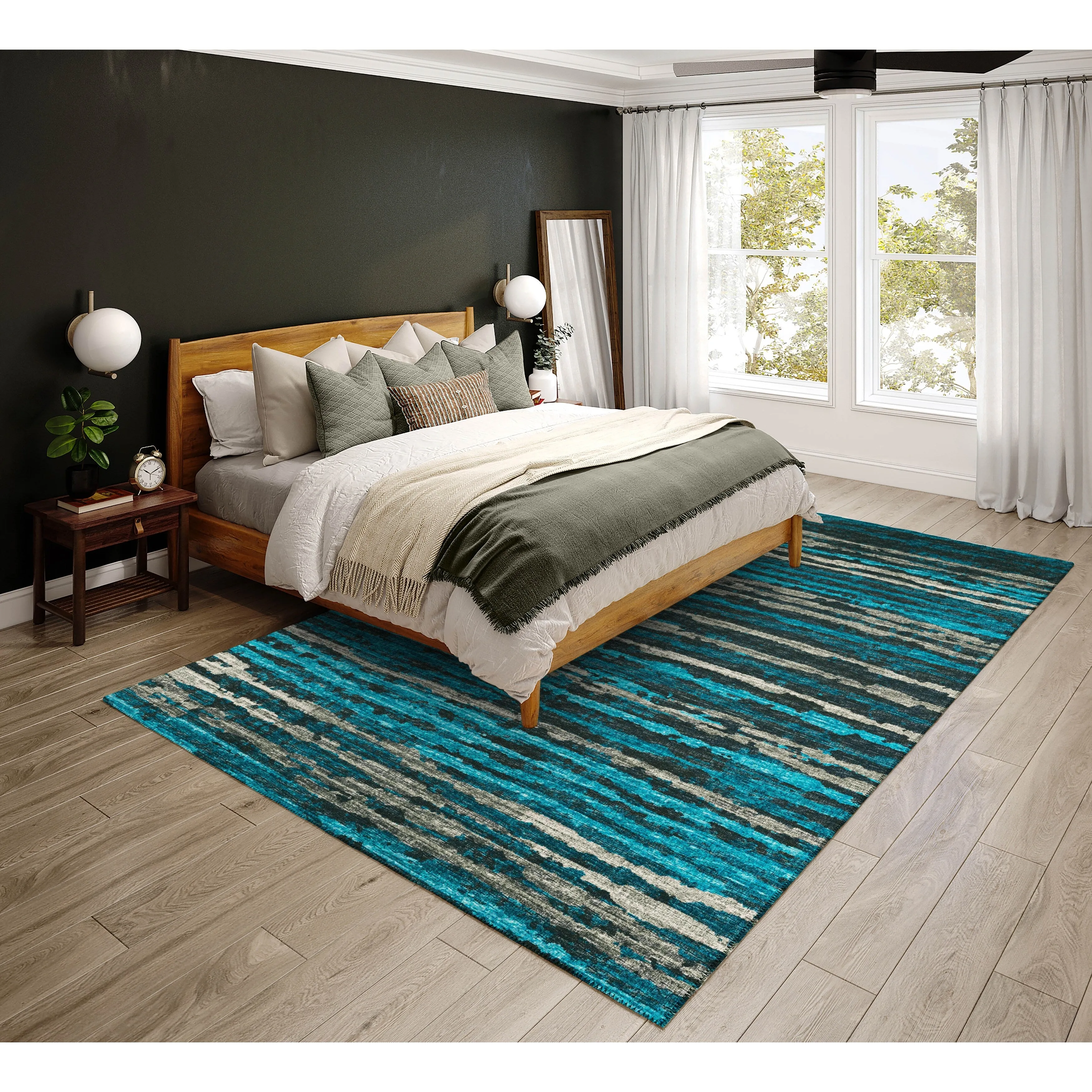 Indoor/ Outdoor Bravado Abstract Striped Baja Washable Area Rug