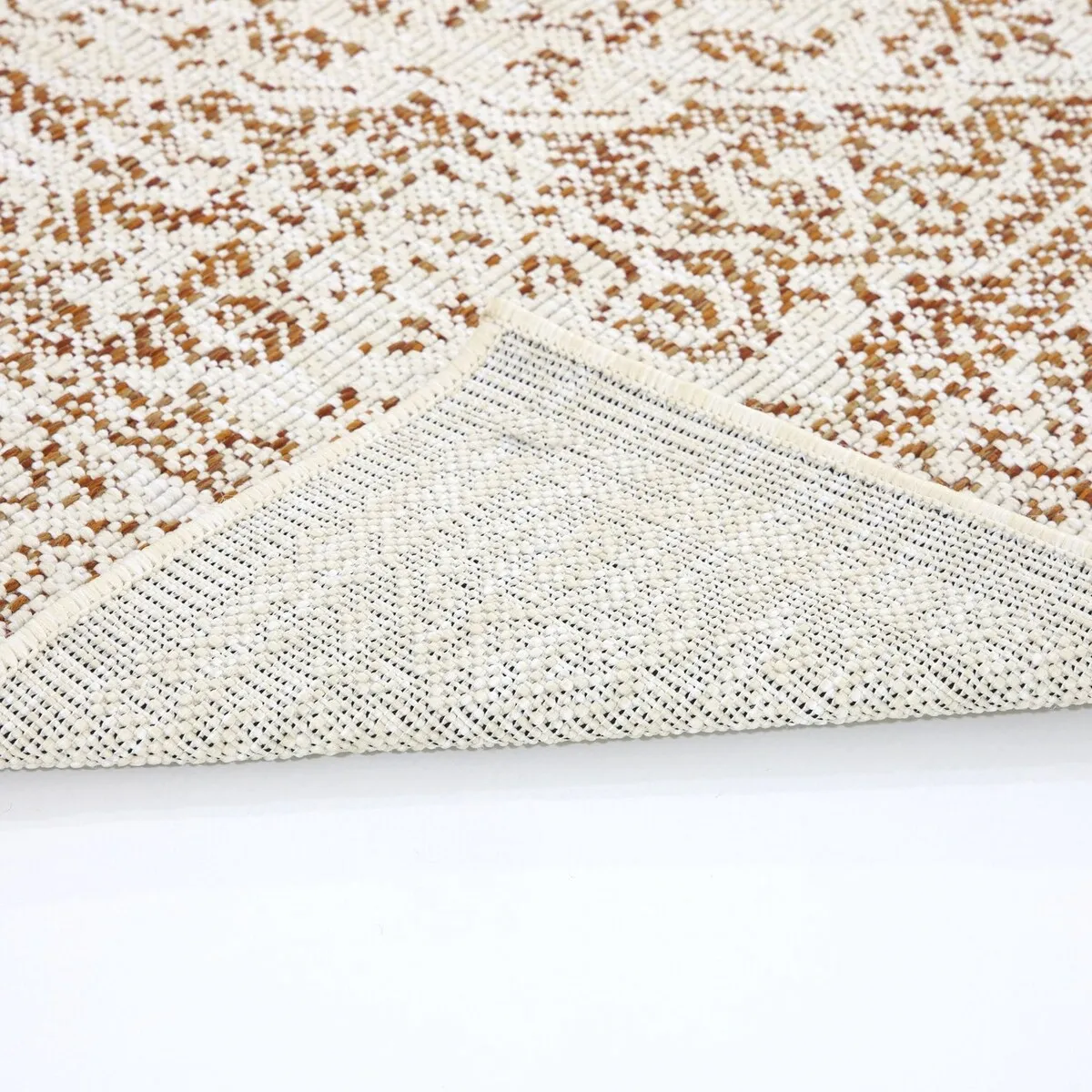 Indoor/Outdoor Area Rug/ Runner/ Doormat- Blue & Natural & Red & Taupe Color -Machine Washable. Weather and UV Resistant-Zaria