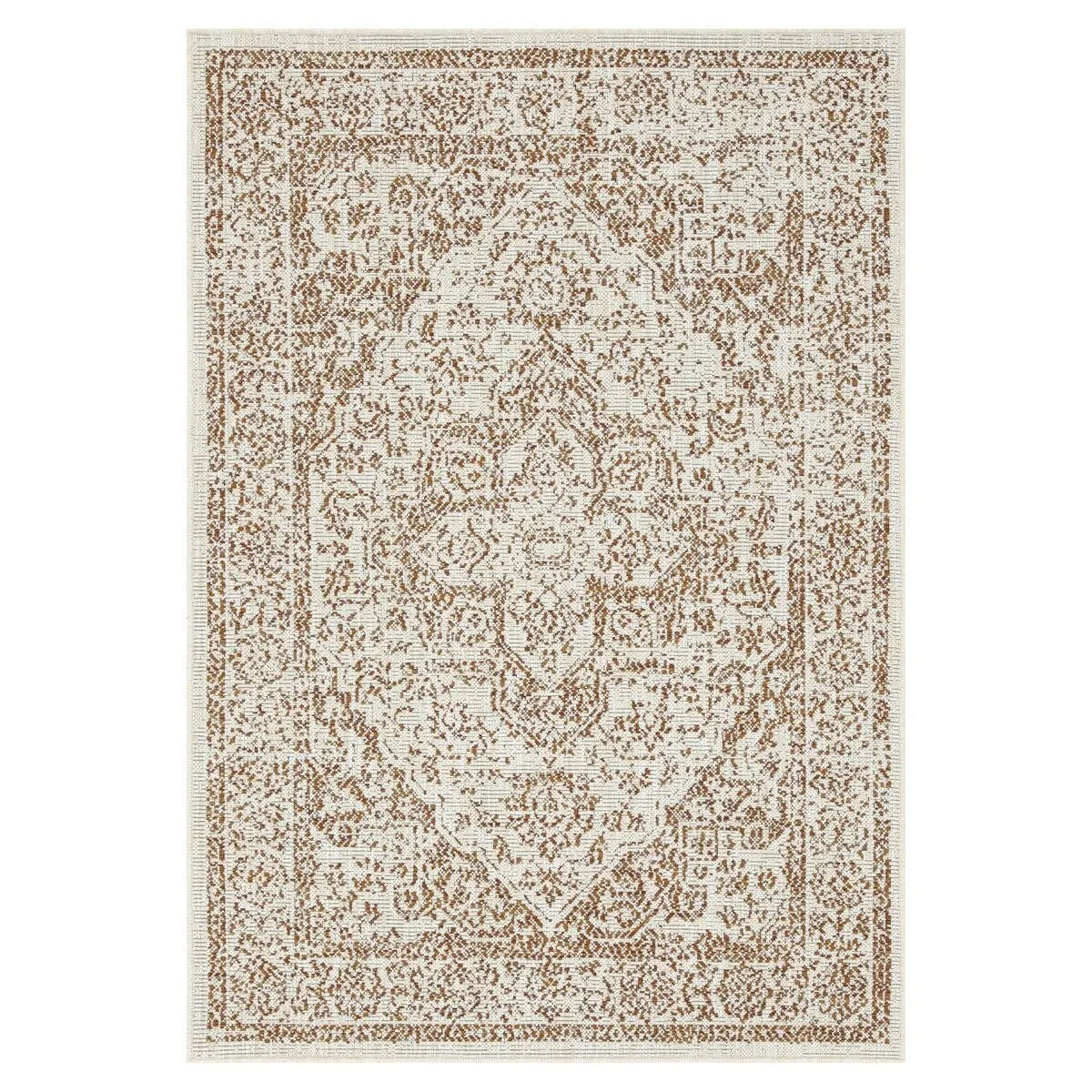 Indoor/Outdoor Area Rug/ Runner/ Doormat- Blue & Natural & Red & Taupe Color -Machine Washable. Weather and UV Resistant-Zaria