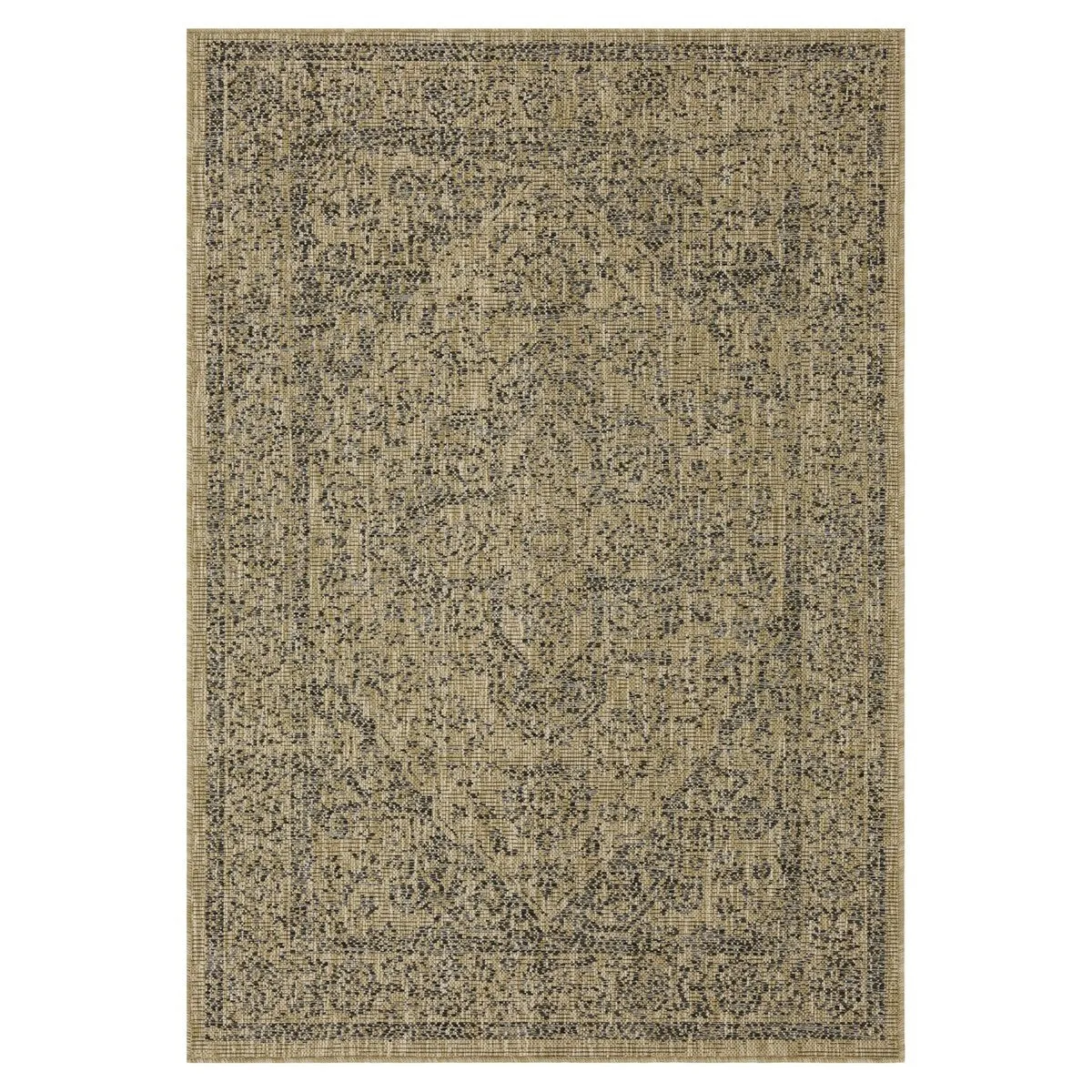 Indoor/Outdoor Area Rug/ Runner/ Doormat- Blue & Natural & Red & Taupe Color -Machine Washable. Weather and UV Resistant-Zaria