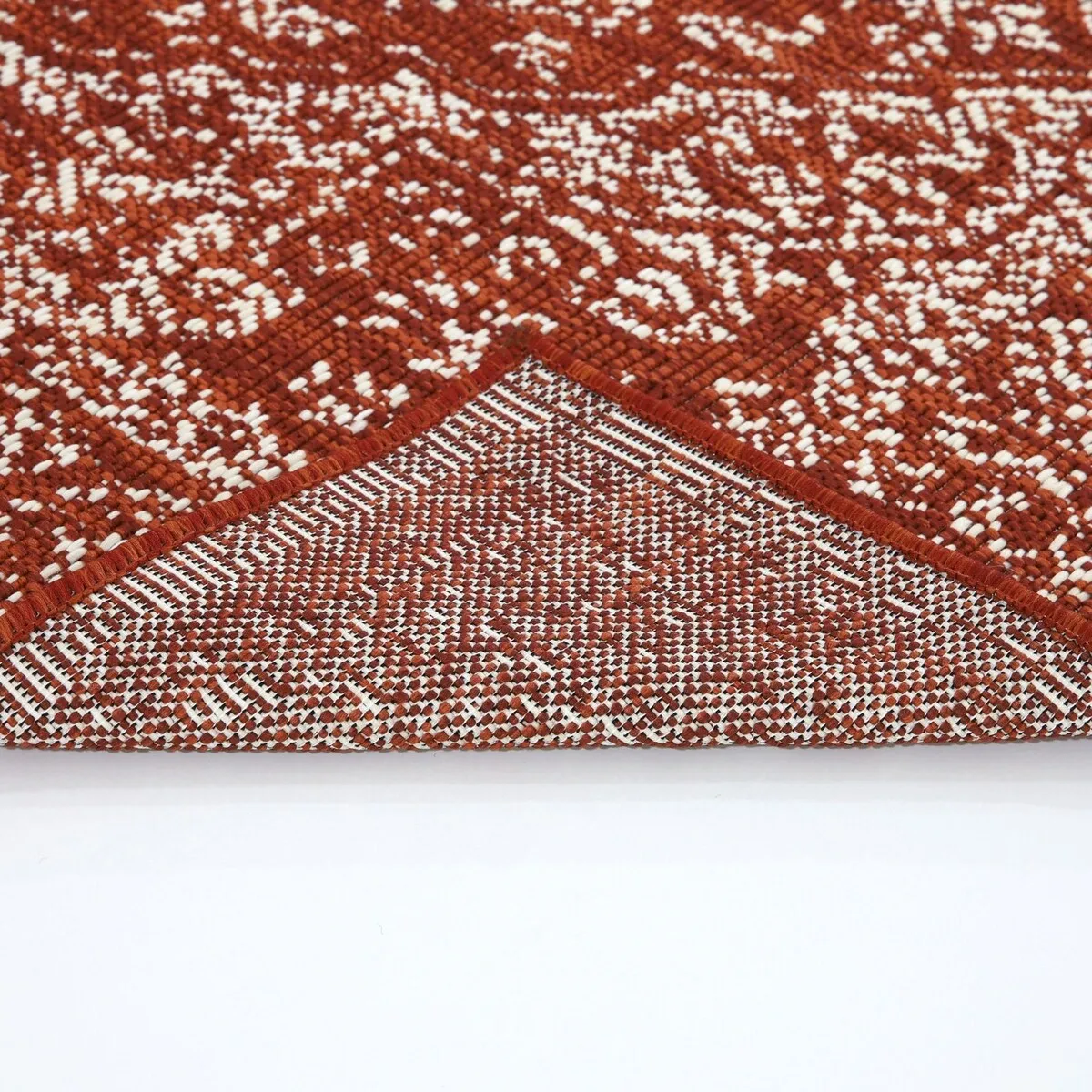 Indoor/Outdoor Area Rug/ Runner/ Doormat- Blue & Natural & Red & Taupe Color -Machine Washable. Weather and UV Resistant-Zaria