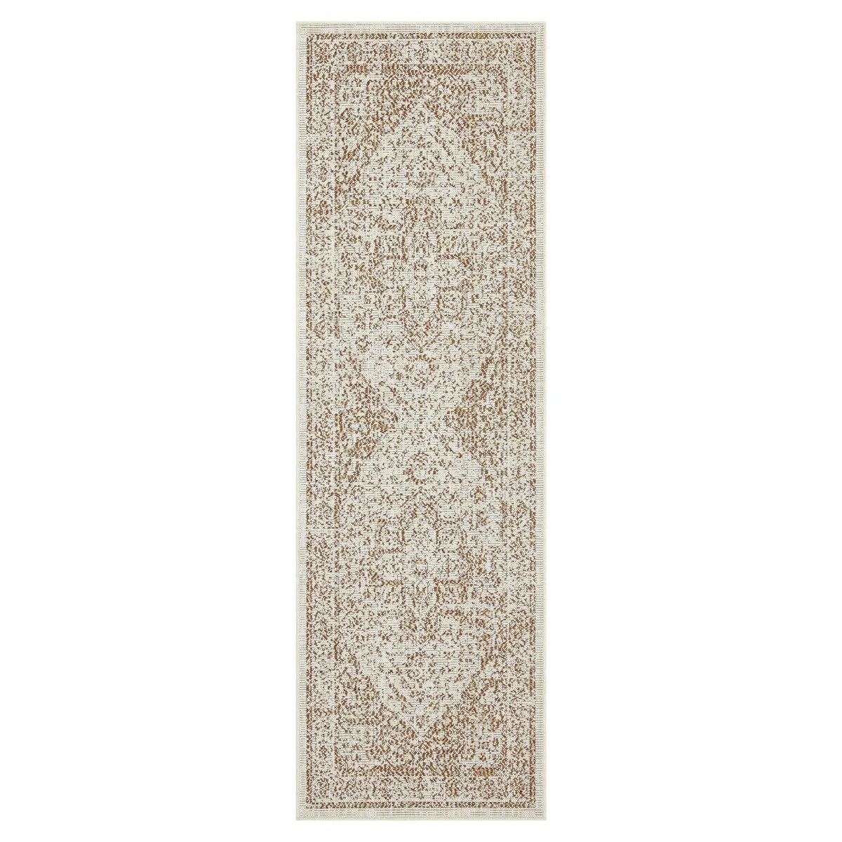 Indoor/Outdoor Area Rug/ Runner/ Doormat- Blue & Natural & Red & Taupe Color -Machine Washable. Weather and UV Resistant-Zaria