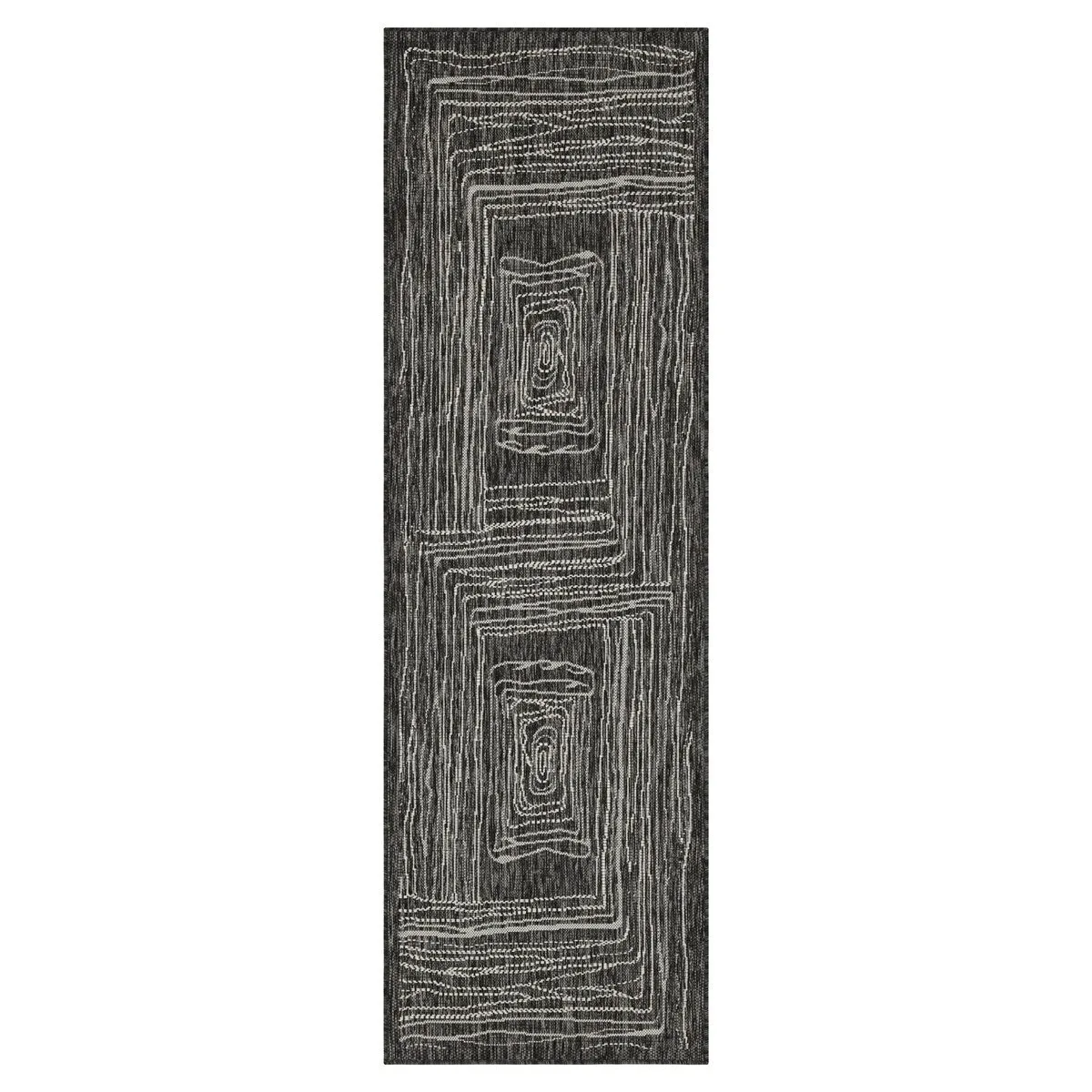 Indoor/Outdoor Area Rug/ Runner/ Doormat- Natural & Black & Blue Color -Machine Washable. Weather and UV Resistant. Waterproof