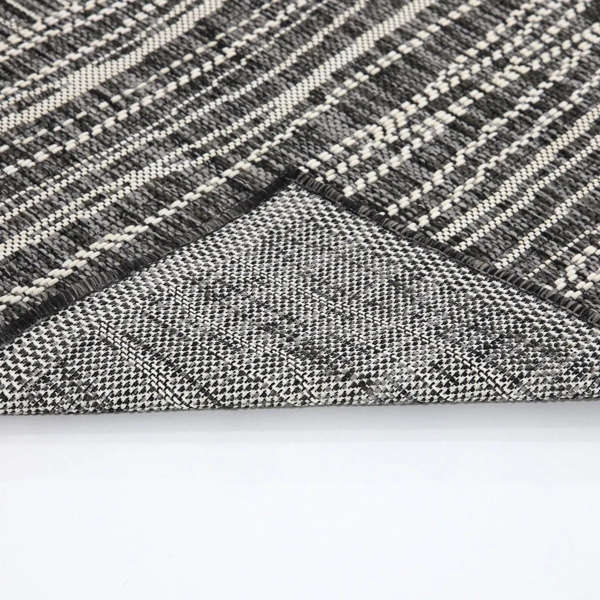 Indoor/Outdoor Area Rug/ Runner/ Doormat- Natural & Black & Blue Color -Machine Washable. Weather and UV Resistant. Waterproof