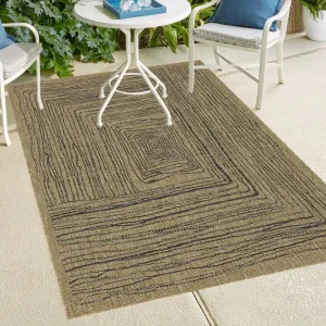 Indoor/Outdoor Area Rug/ Runner/ Doormat- Natural & Black & Blue Color -Machine Washable. Weather and UV Resistant. Waterproof