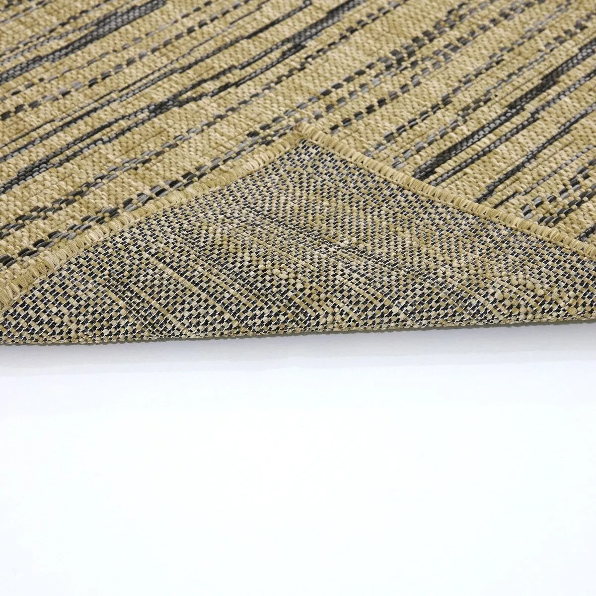 Indoor/Outdoor Area Rug/ Runner/ Doormat- Natural & Black & Blue Color -Machine Washable. Weather and UV Resistant. Waterproof