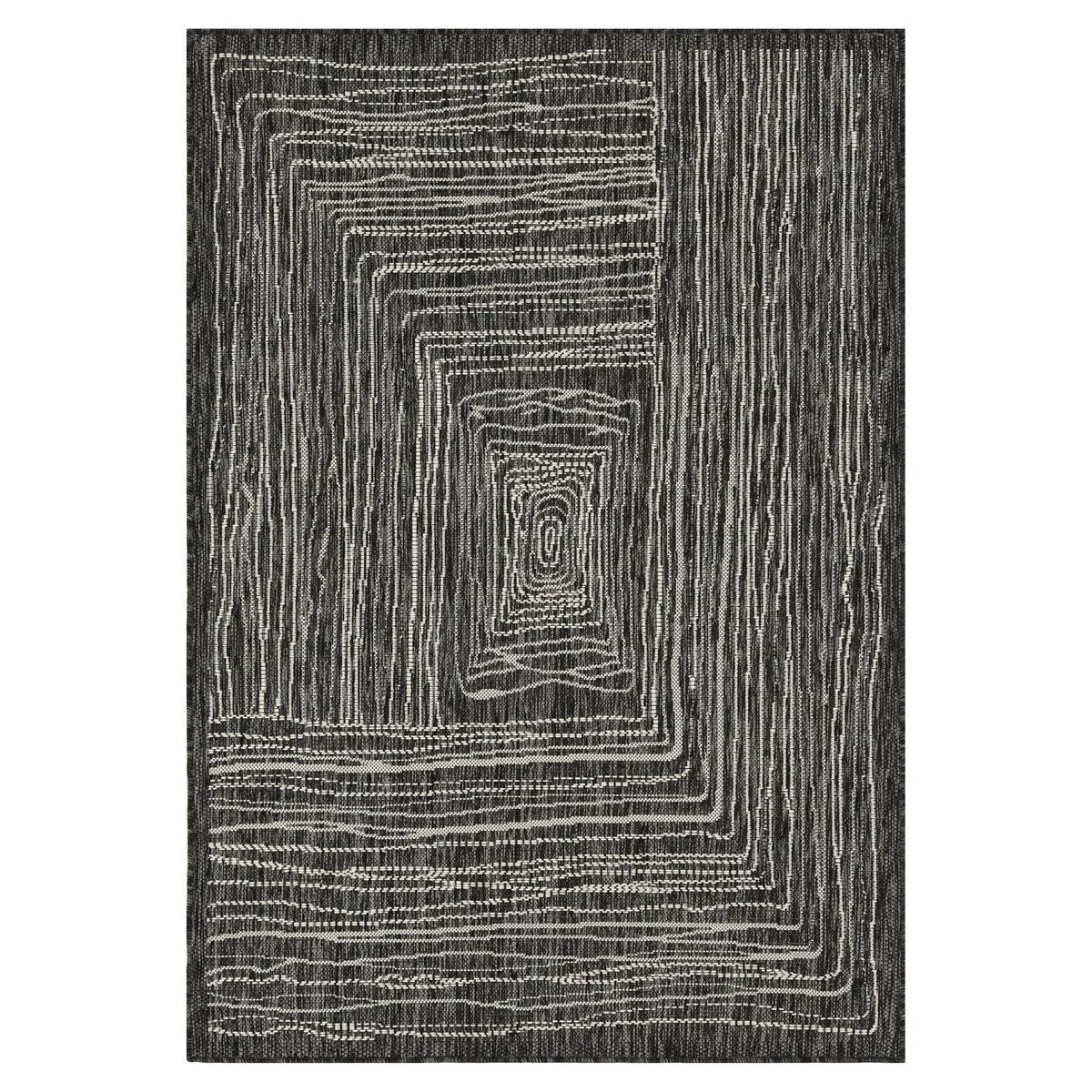 Indoor/Outdoor Area Rug/ Runner/ Doormat- Natural & Black & Blue Color -Machine Washable. Weather and UV Resistant. Waterproof