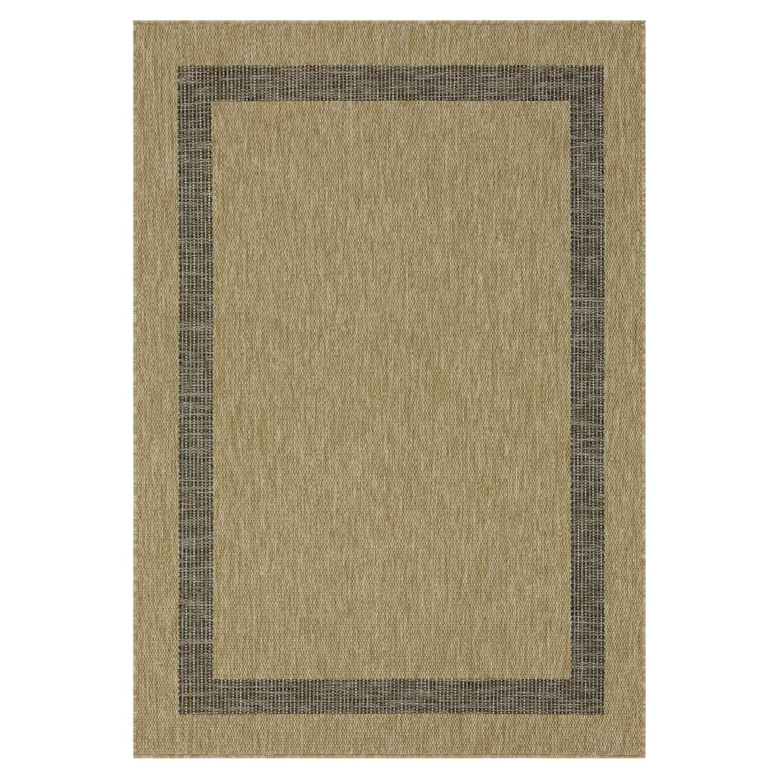 Indoor/Outdoor Area Rug/ Runner/ Doormat- Natural & Black & Red & Taupe Color -Machine Washable. Weather and UV Resistant-Azelia
