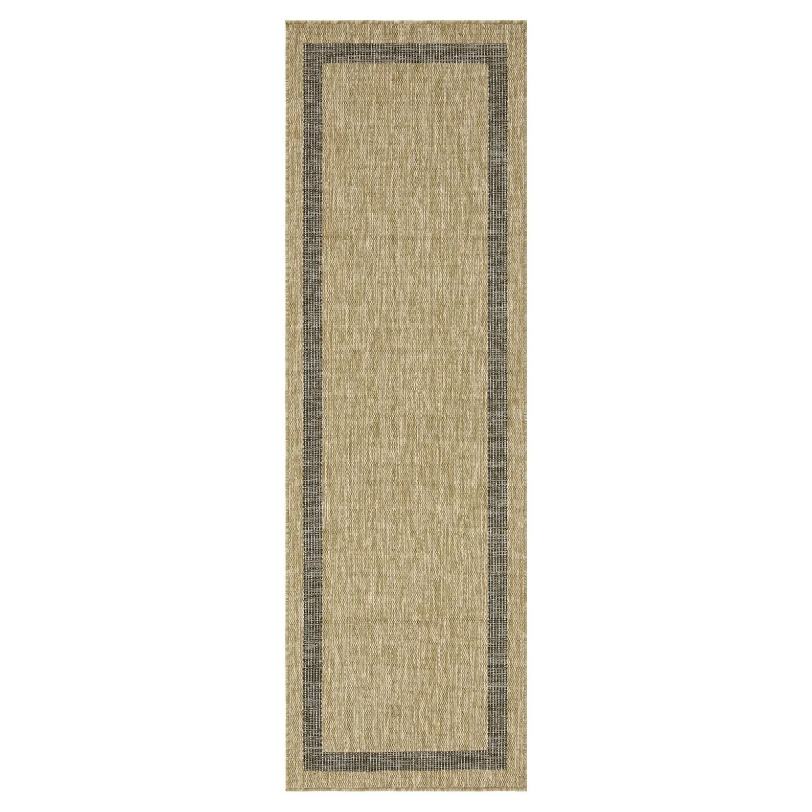 Indoor/Outdoor Area Rug/ Runner/ Doormat- Natural & Black & Red & Taupe Color -Machine Washable. Weather and UV Resistant-Azelia