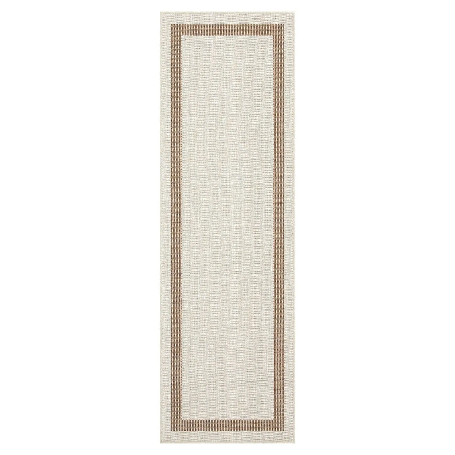 Indoor/Outdoor Area Rug/ Runner/ Doormat- Natural & Black & Red & Taupe Color -Machine Washable. Weather and UV Resistant-Azelia