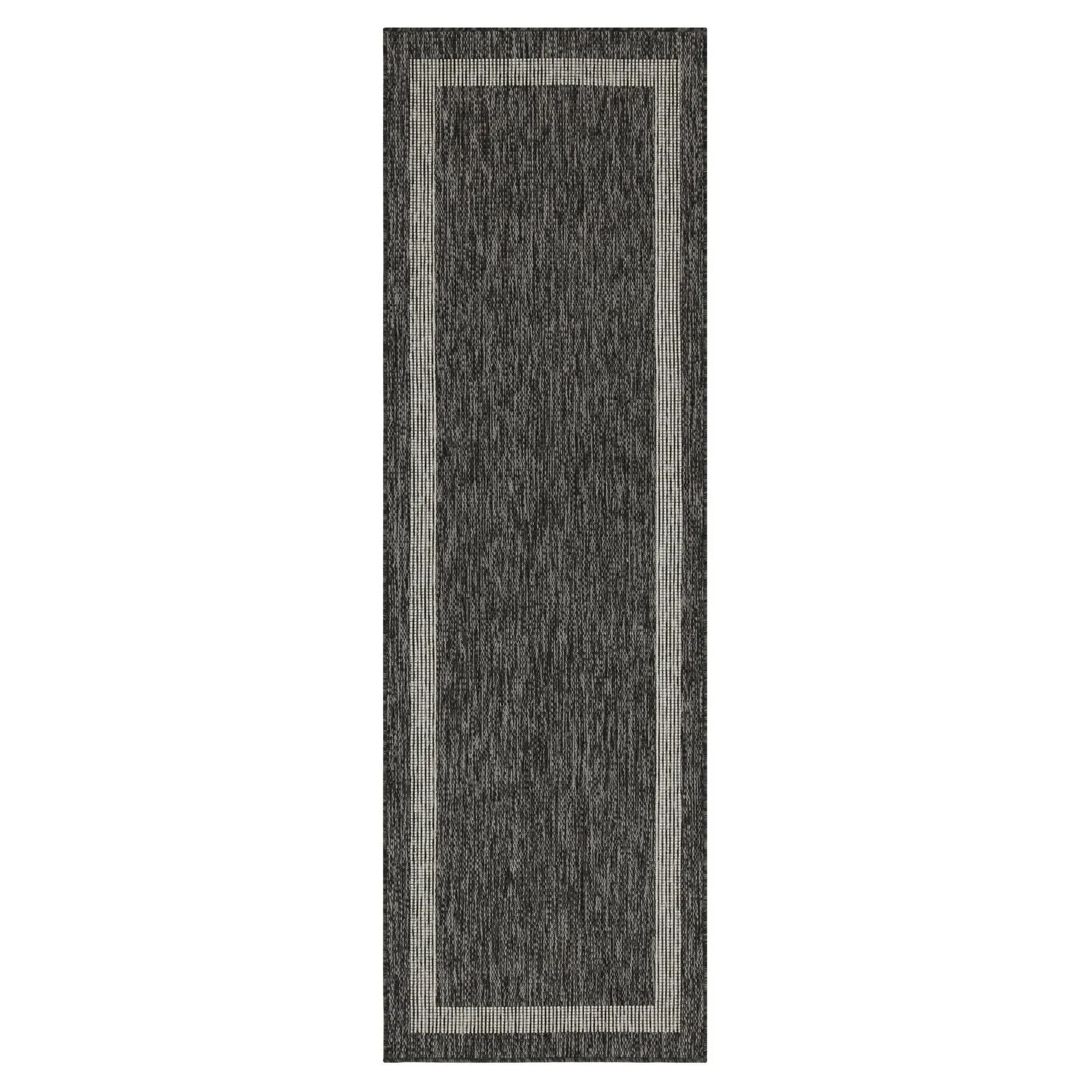 Indoor/Outdoor Area Rug/ Runner/ Doormat- Natural & Black & Red & Taupe Color -Machine Washable. Weather and UV Resistant-Azelia