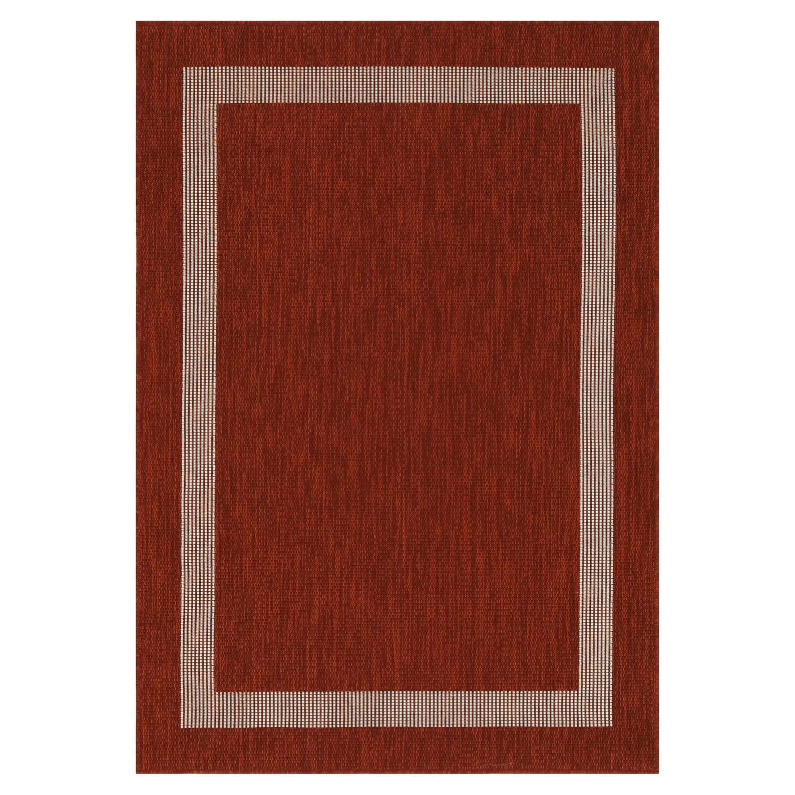 Indoor/Outdoor Area Rug/ Runner/ Doormat- Natural & Black & Red & Taupe Color -Machine Washable. Weather and UV Resistant-Azelia