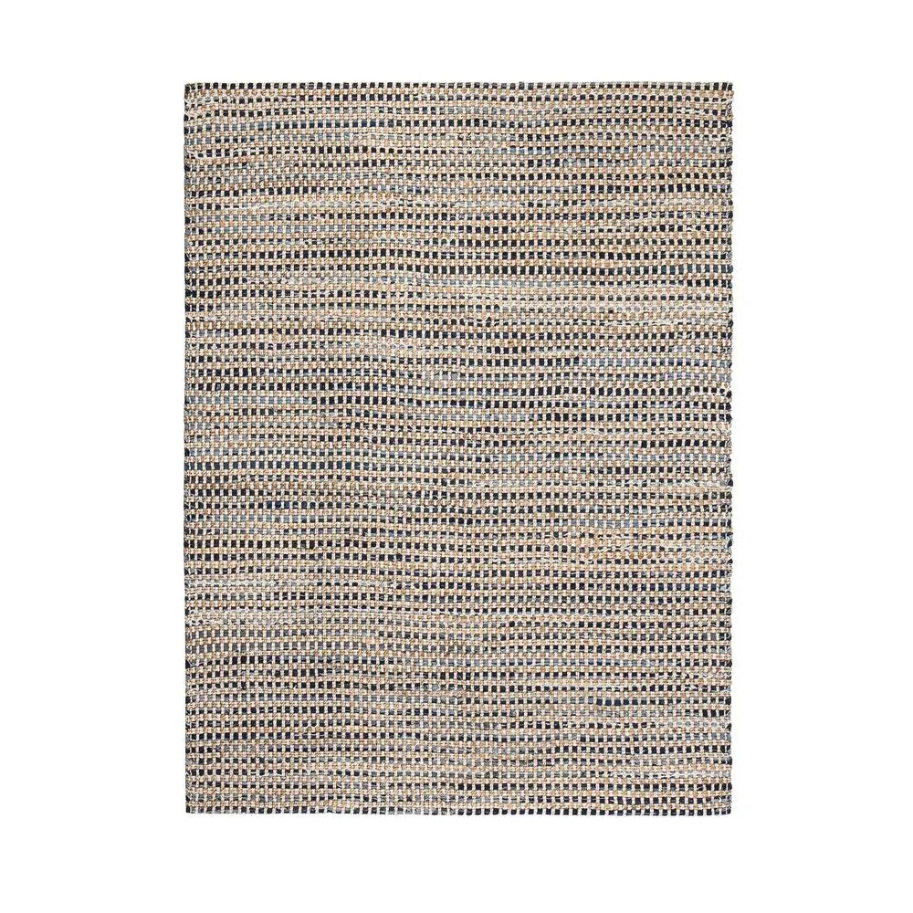 Jani Billy Tan/Blue Jute. Denim and Cotton Rug - Durango Design. 8' x 10' Feet Area Rug