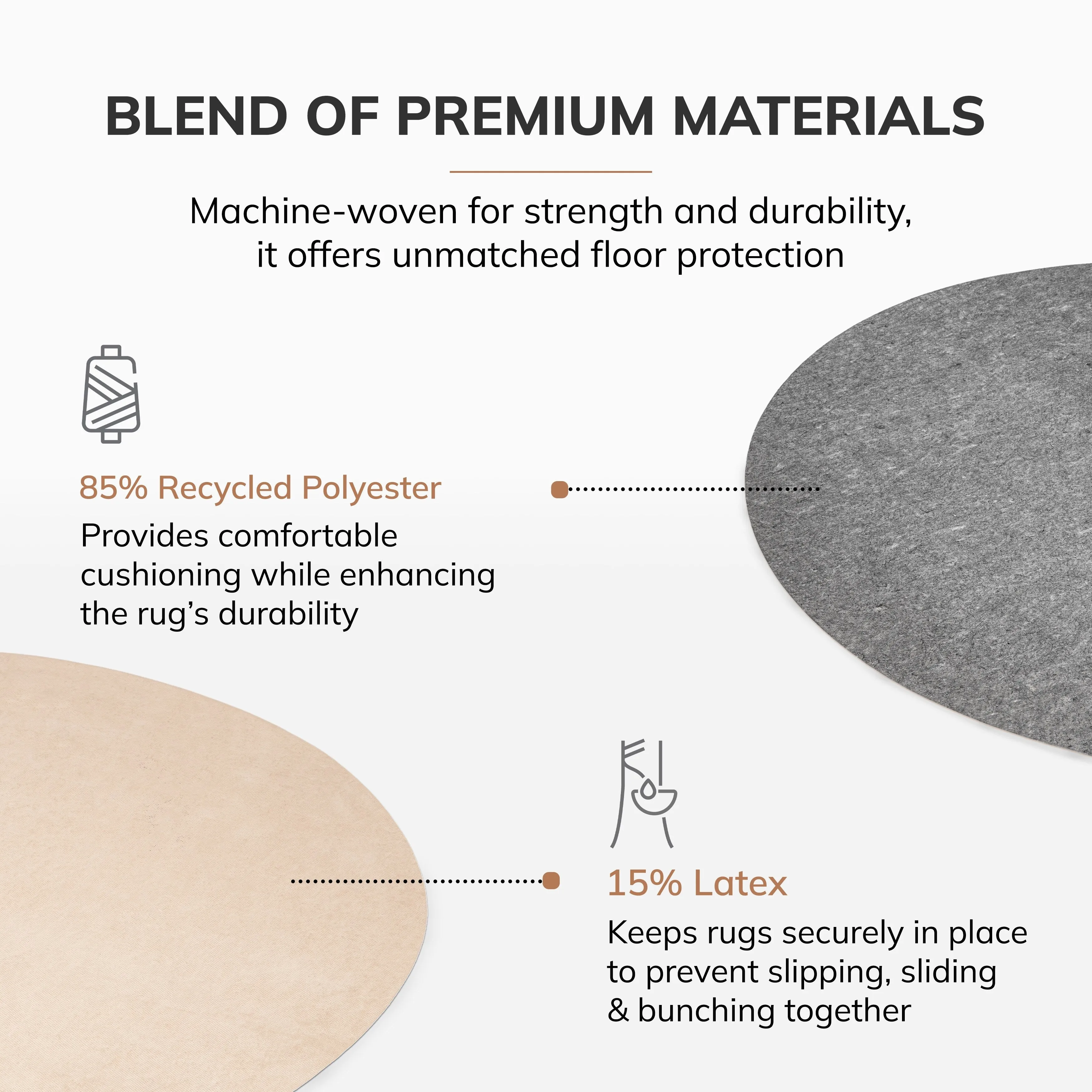 Jani Premium All-Surface Non-Slip 5' x 8'. Gray/Tan. Rectangle Rug Pad - Extra Strong. Protective. Anti-Slip for Hardwood Floors