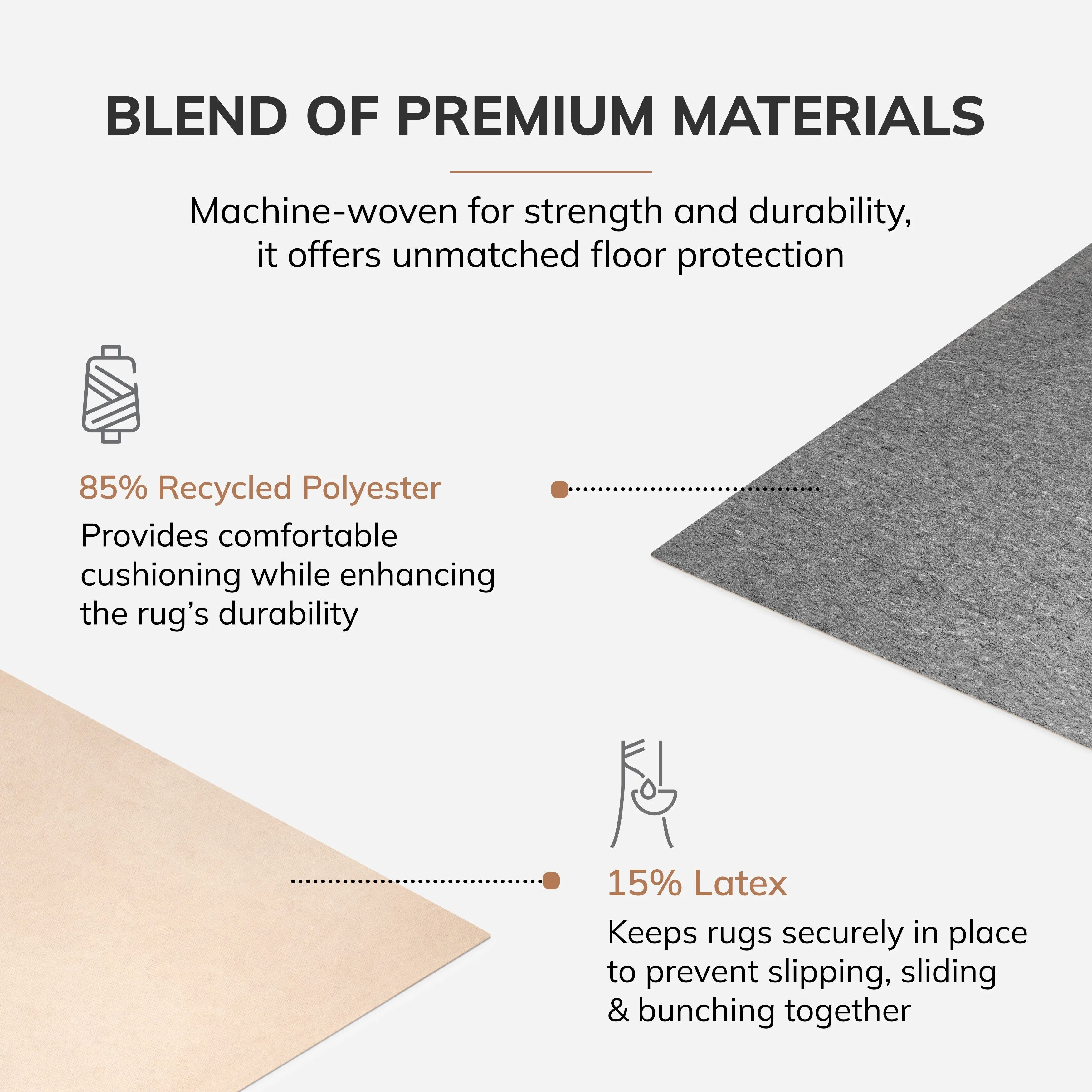 Jani Premium All-Surface Non-Slip 5' x 8'. Gray/Tan. Rectangle Rug Pad - Extra Strong. Protective. Anti-Slip for Hardwood Floors