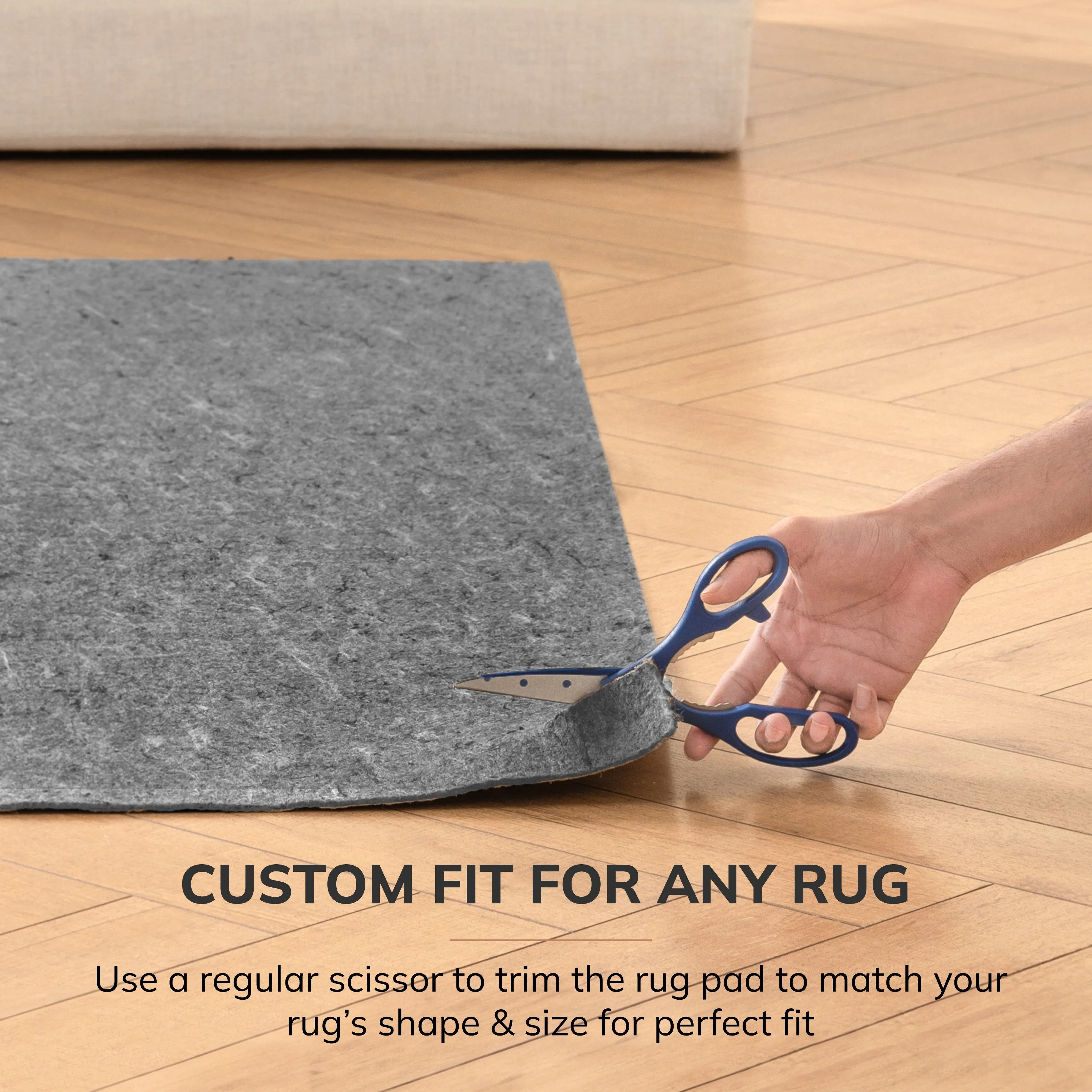 Jani Premium All-Surface Non-Slip 5' x 8'. Gray/Tan. Rectangle Rug Pad - Extra Strong. Protective. Anti-Slip for Hardwood Floors
