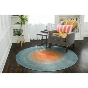 Jani Sunburst Round Braided Jute Multicolor Rug