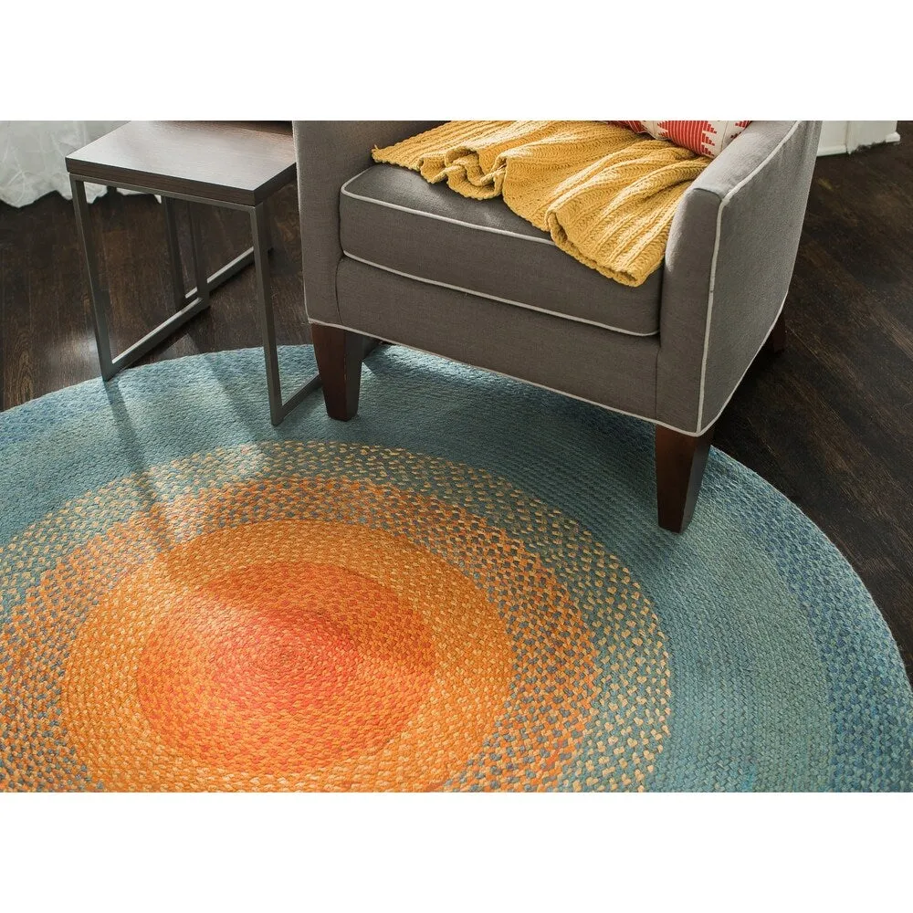 Jani Sunburst Round Braided Jute Multicolor Rug