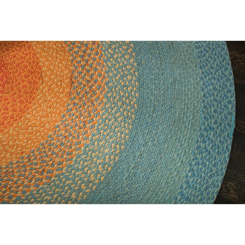 Jani Sunburst Round Braided Jute Multicolor Rug