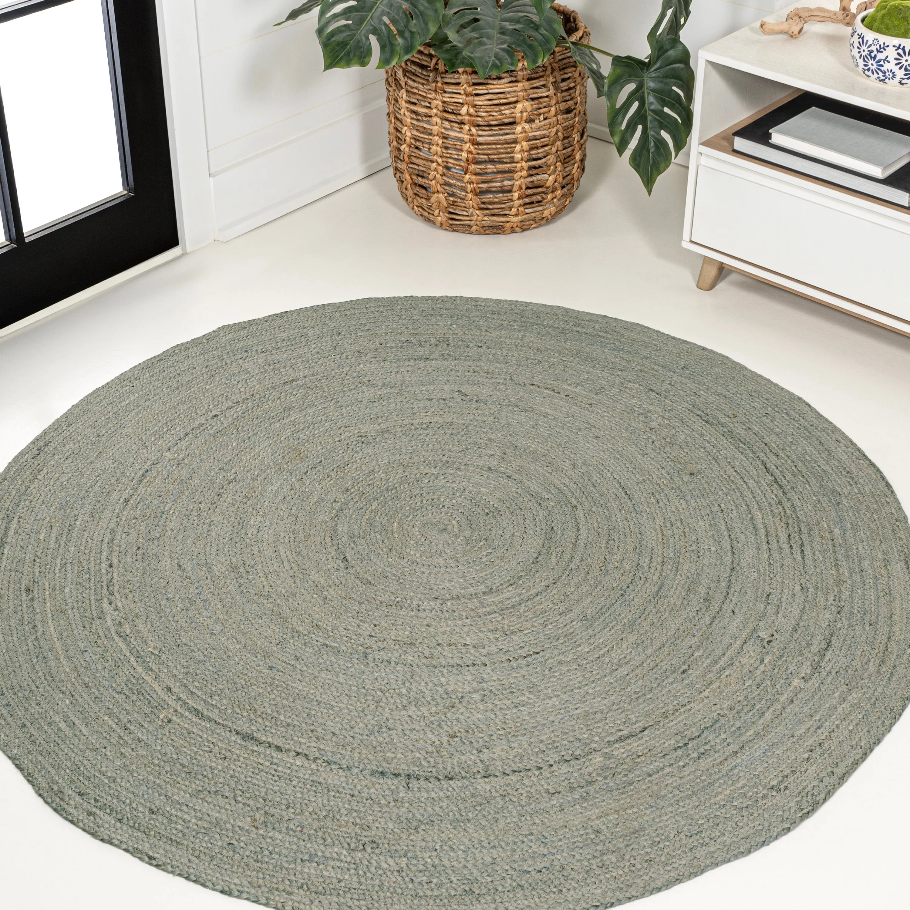 JONATHAN Y Abyss Braided Coastal Cottage Round Jute Area Rug