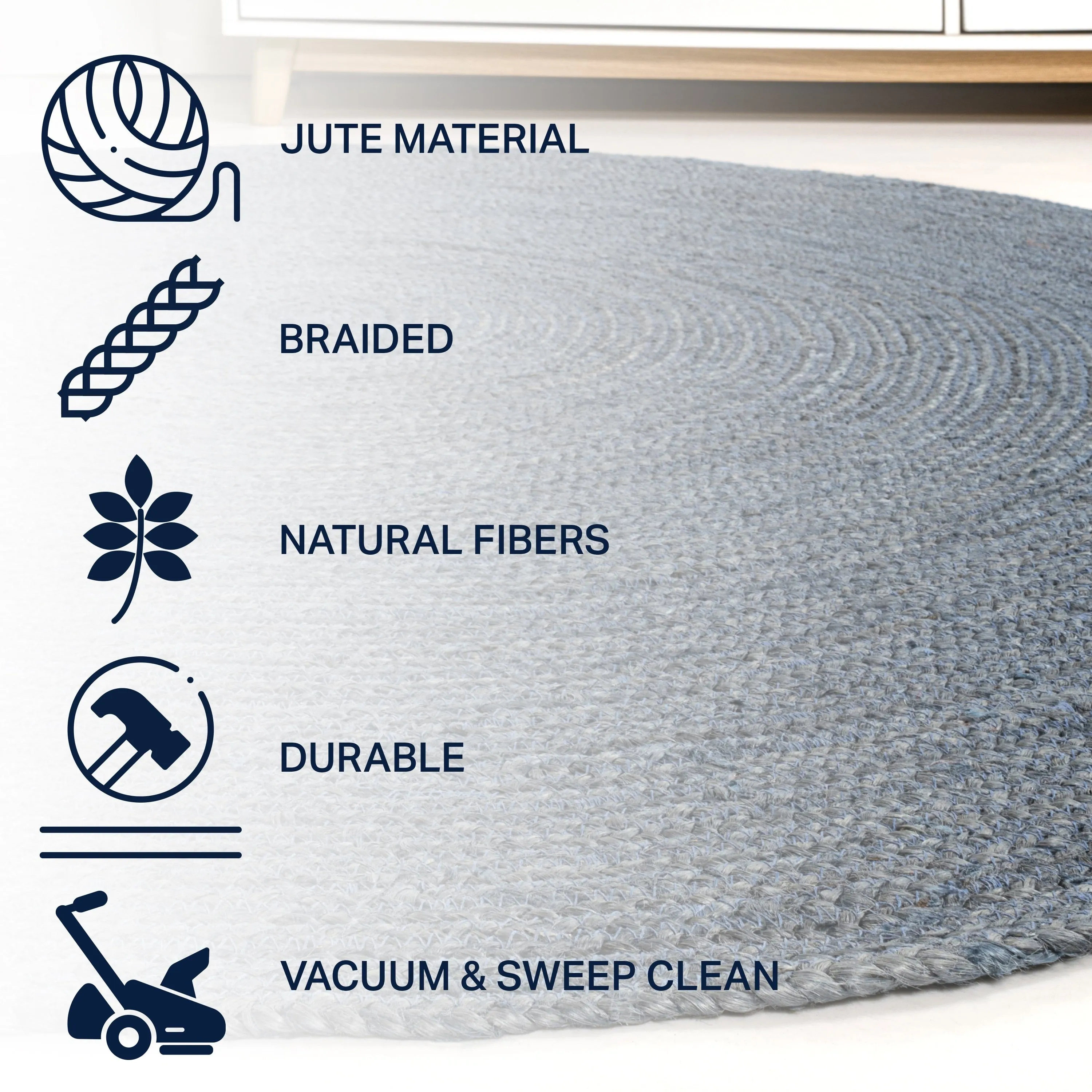 JONATHAN Y Abyss Braided Coastal Cottage Round Jute Area Rug