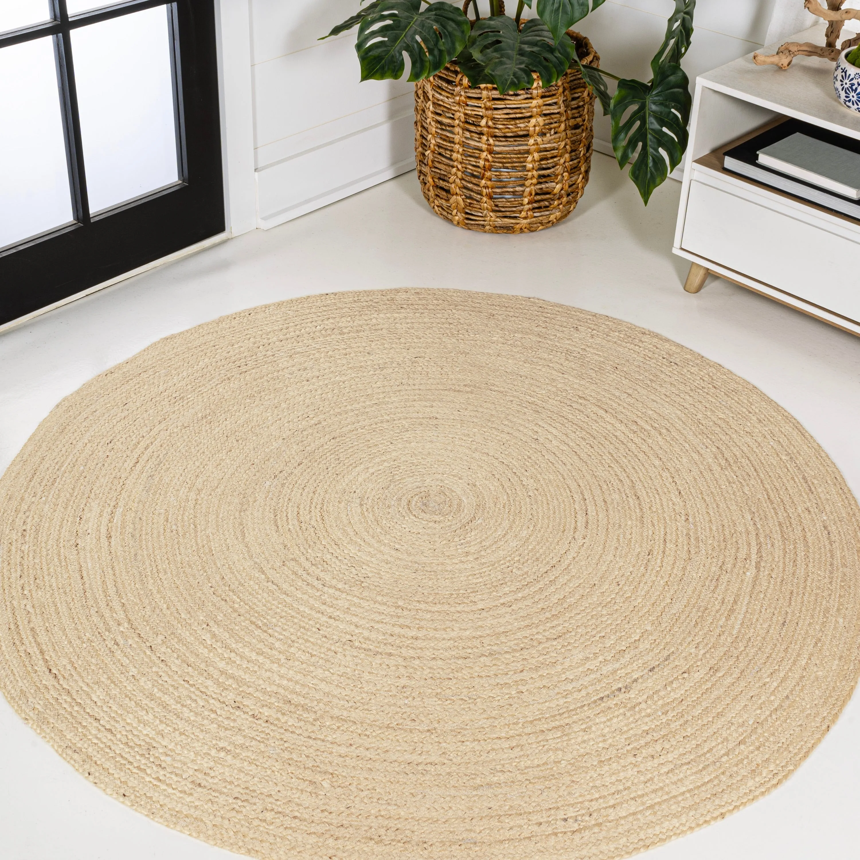 JONATHAN Y Abyss Braided Coastal Cottage Round Jute Area Rug