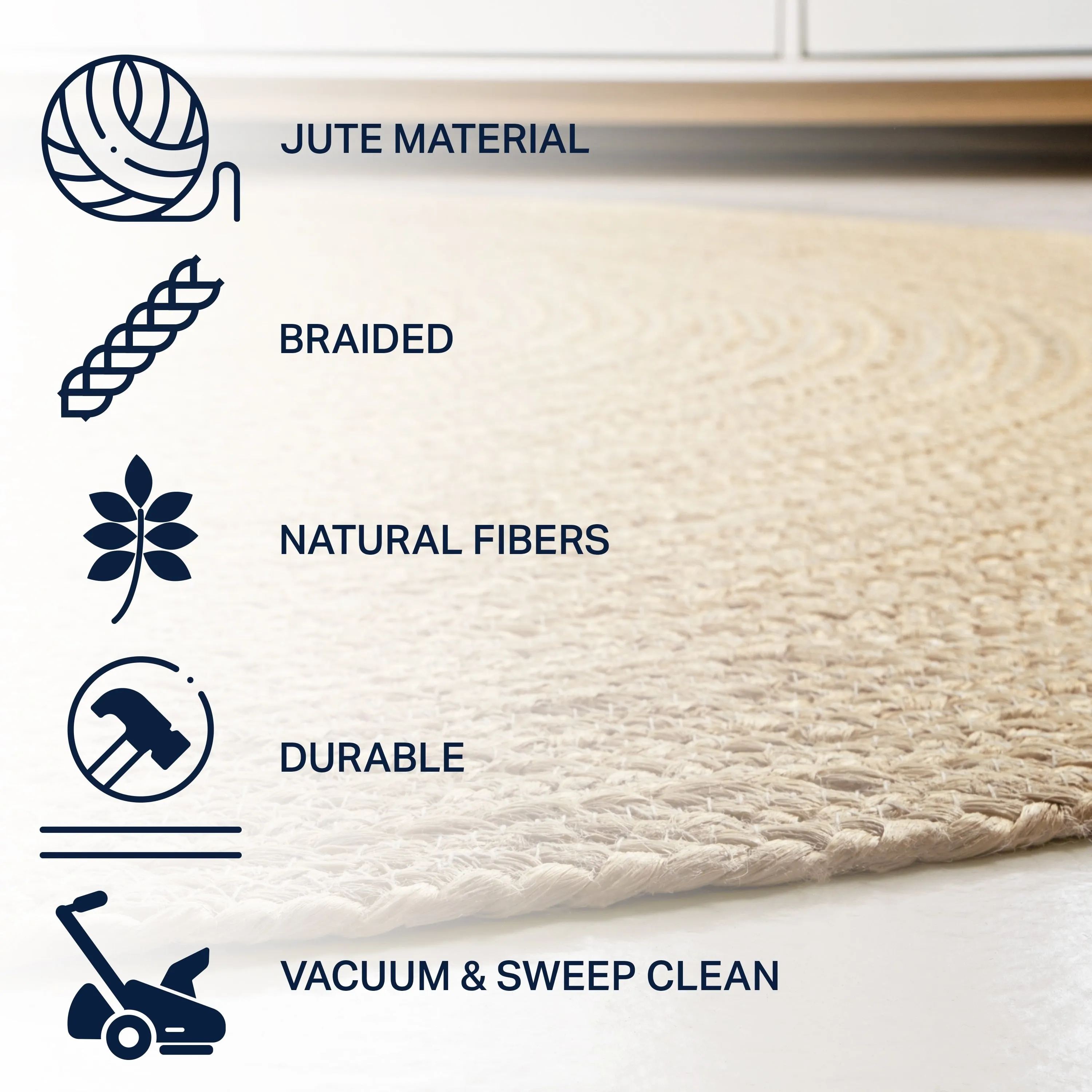 JONATHAN Y Abyss Braided Coastal Cottage Round Jute Area Rug