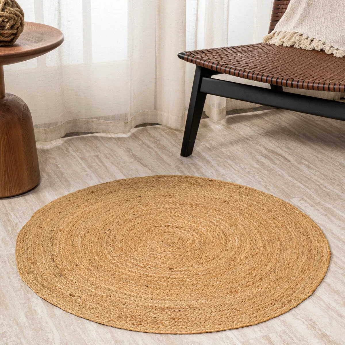 JONATHAN Y Bodhi Round Natural Jute Braided Circle Area Rug
