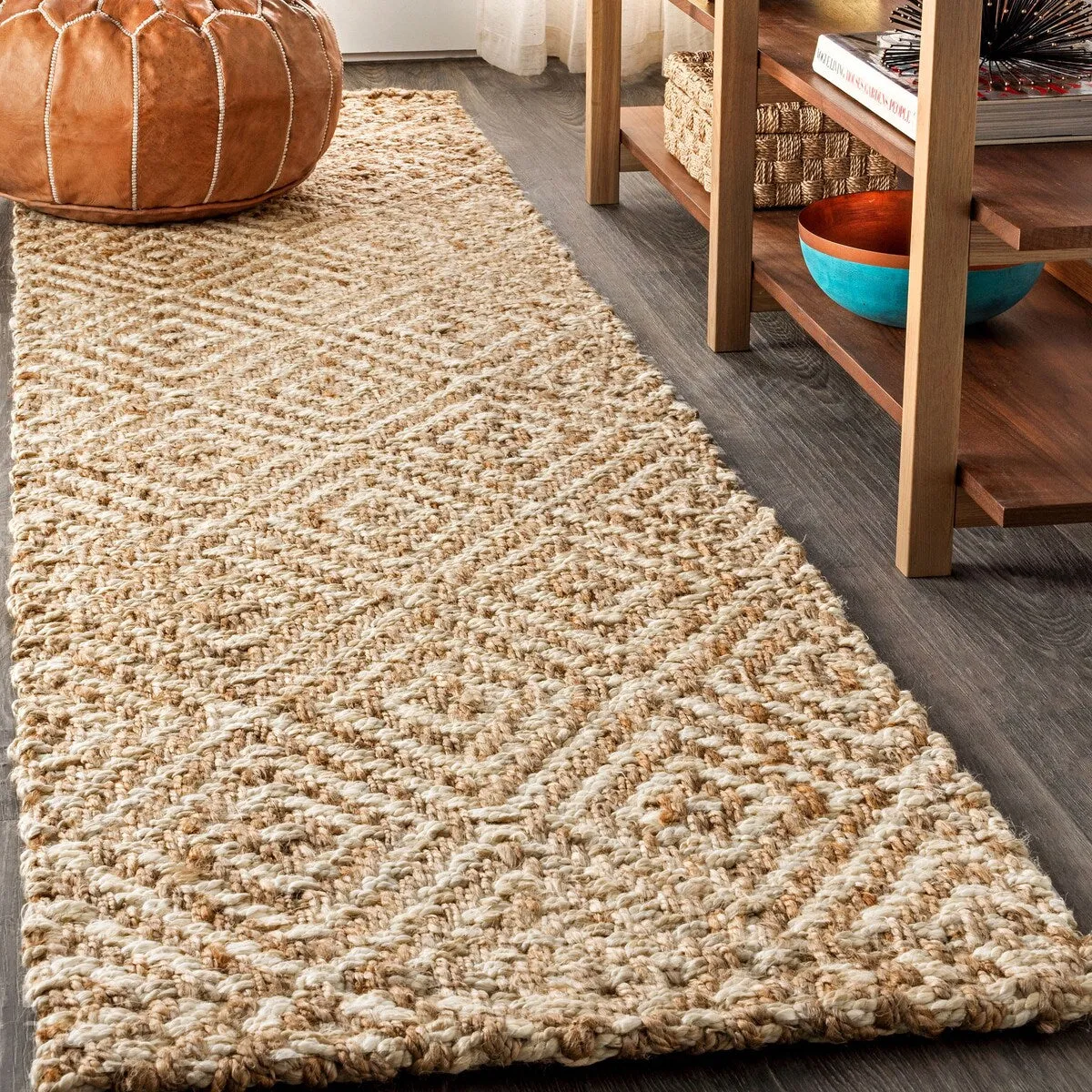 JONATHAN Y Espina Hand Woven Diamond Chunky Jute Area Rug