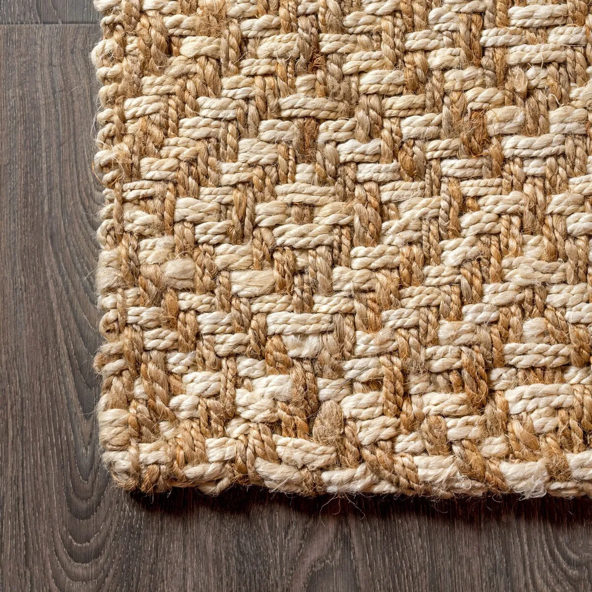 JONATHAN Y Espina Hand Woven Diamond Chunky Jute Area Rug