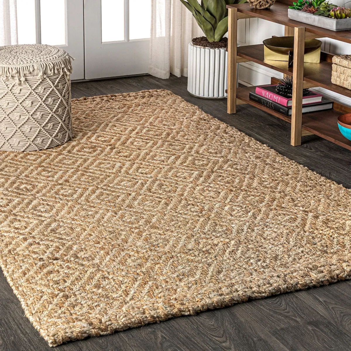 JONATHAN Y Espina Hand Woven Diamond Chunky Jute Area Rug