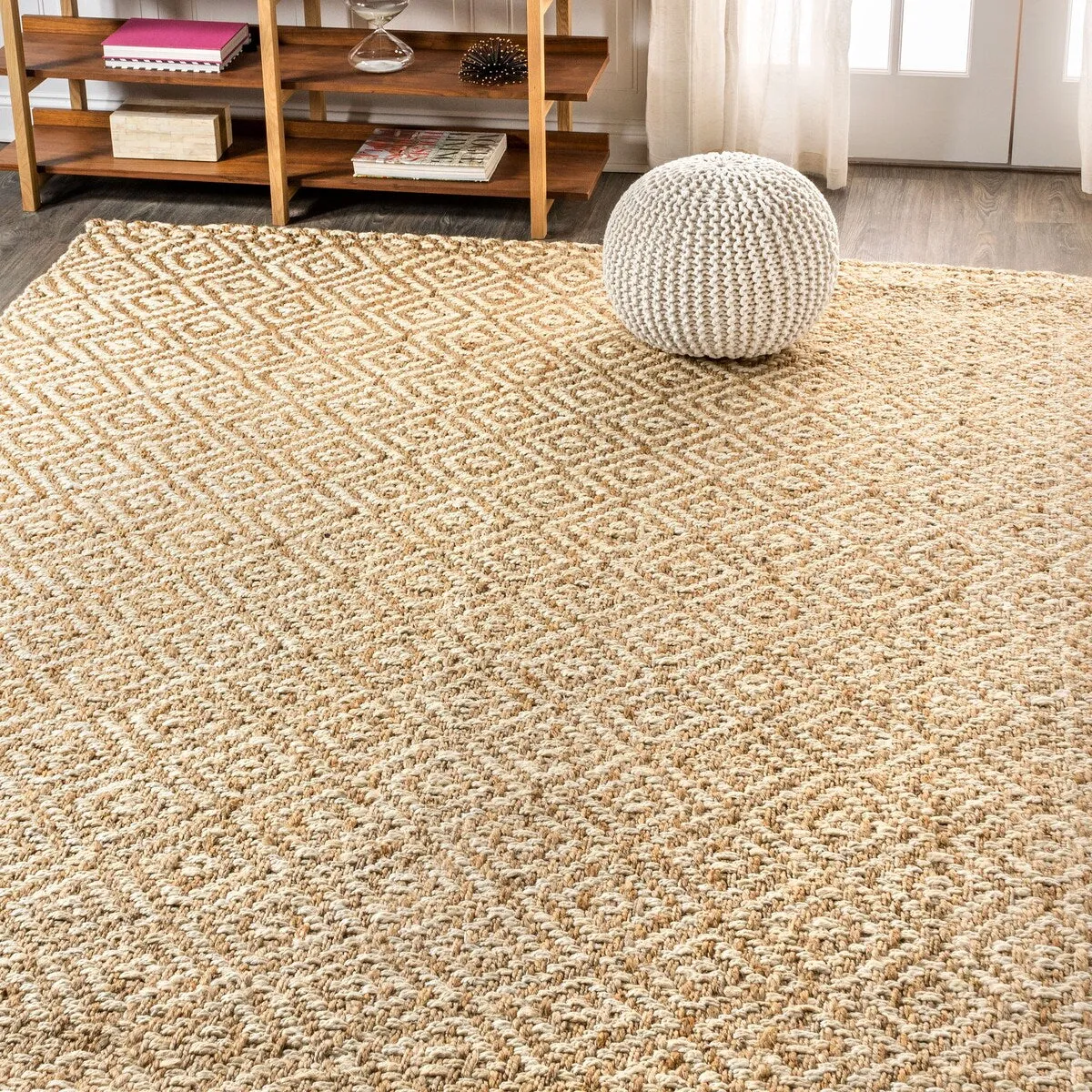 JONATHAN Y Espina Hand Woven Diamond Chunky Jute Area Rug