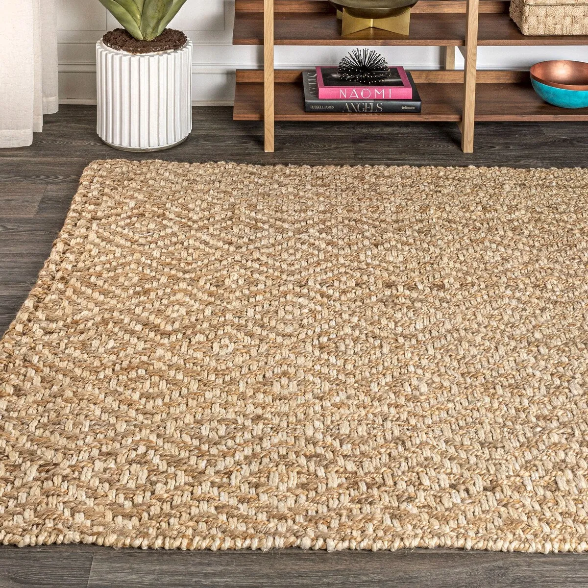 JONATHAN Y Espina Hand Woven Diamond Chunky Jute Area Rug